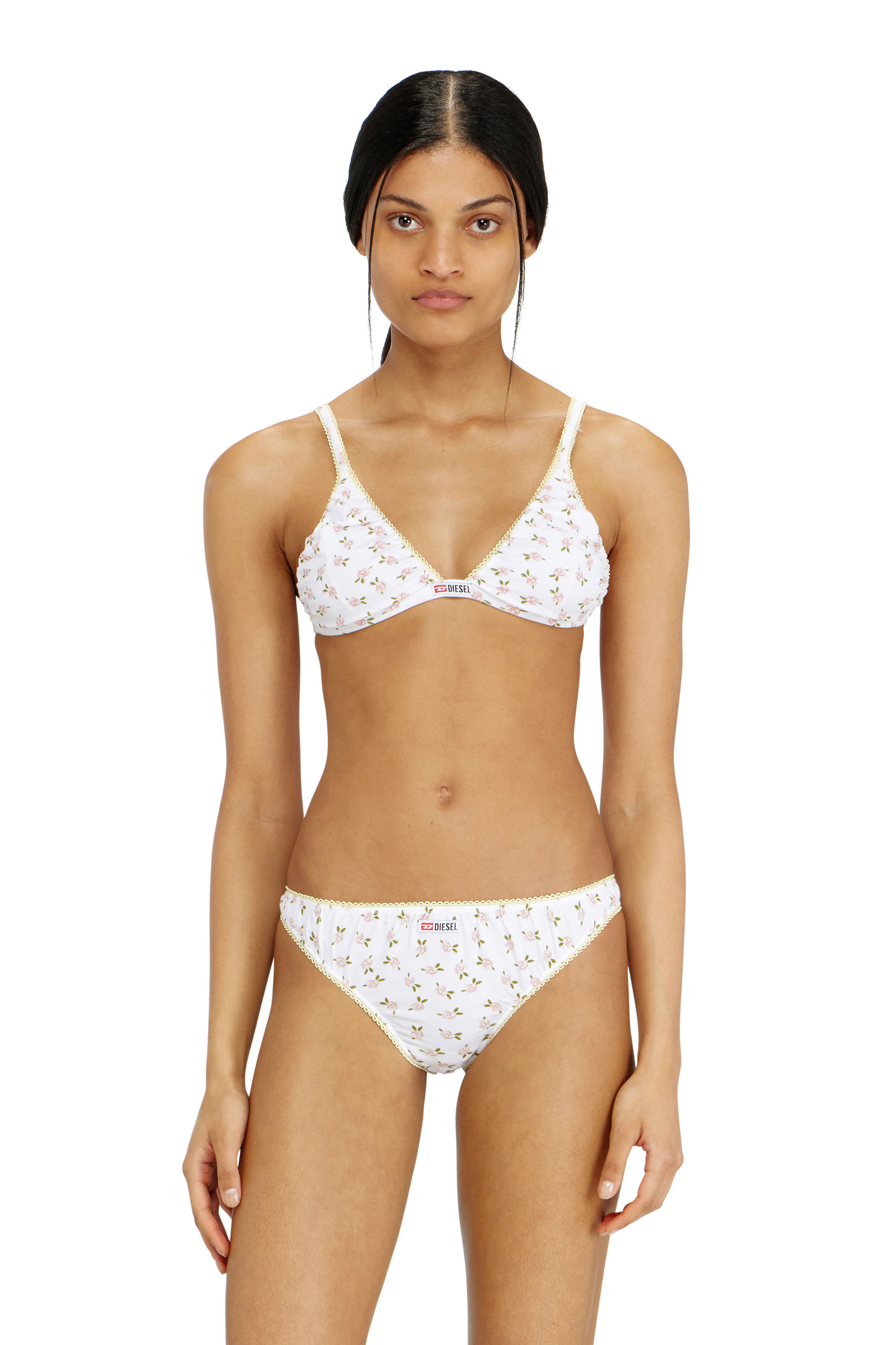 Diesel - JANA-D-CORE, Damen Triangel-BH aus Baumwolle mit all-over Blumenprint in Wei&szlig; - 1
