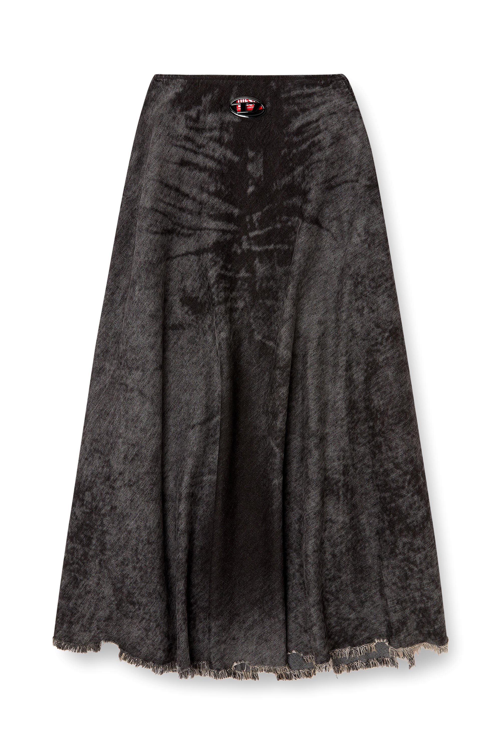 Diesel - DE-HANNIE-FSH, Damen Weiter Rock aus gelaserte Baumwolle-Hanf-Denim in Schwarz - 3
