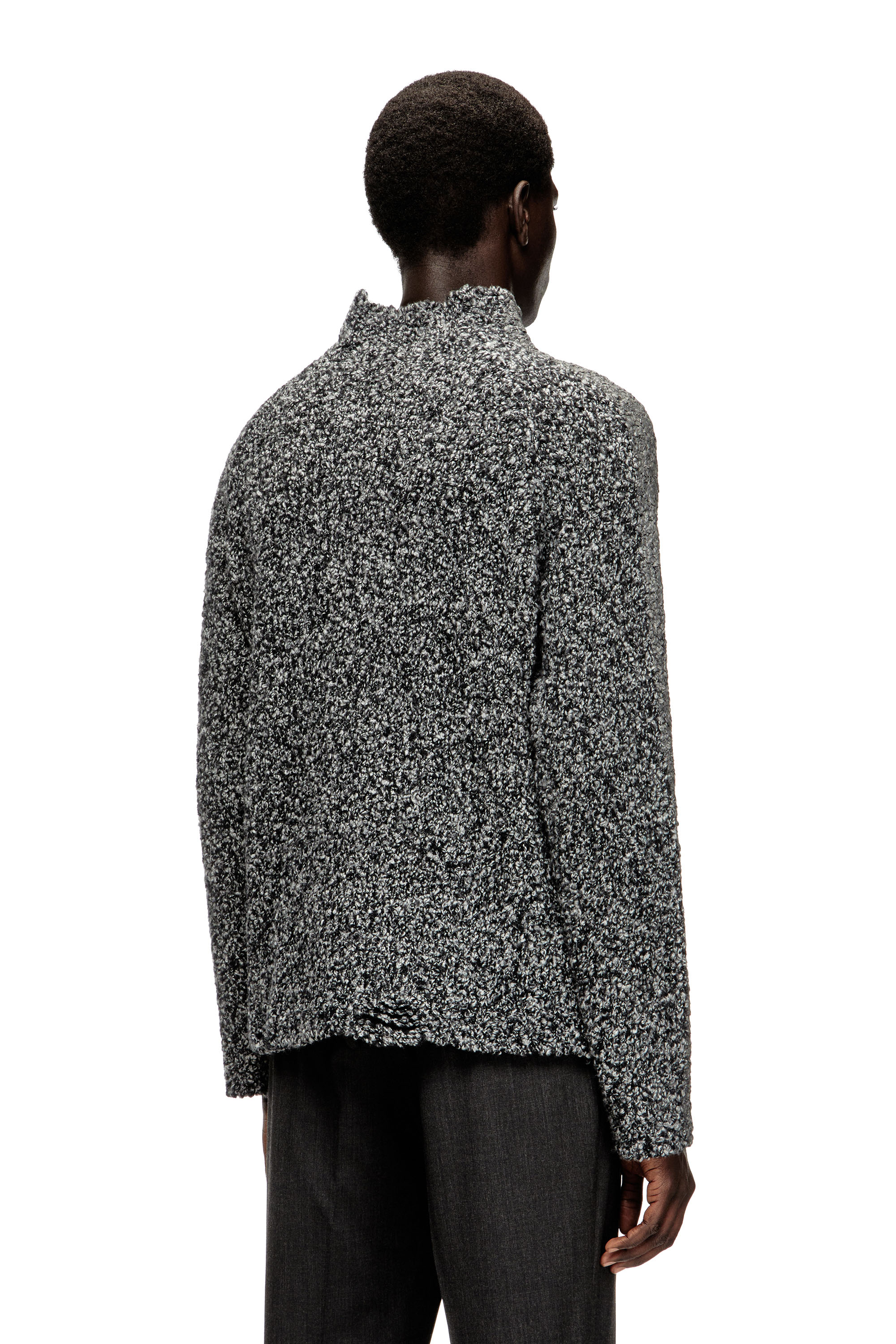 Diesel - K-ERLAND, Herren Bouclé-Strickpullover mit Ärmelbändern in Schwarz - 4