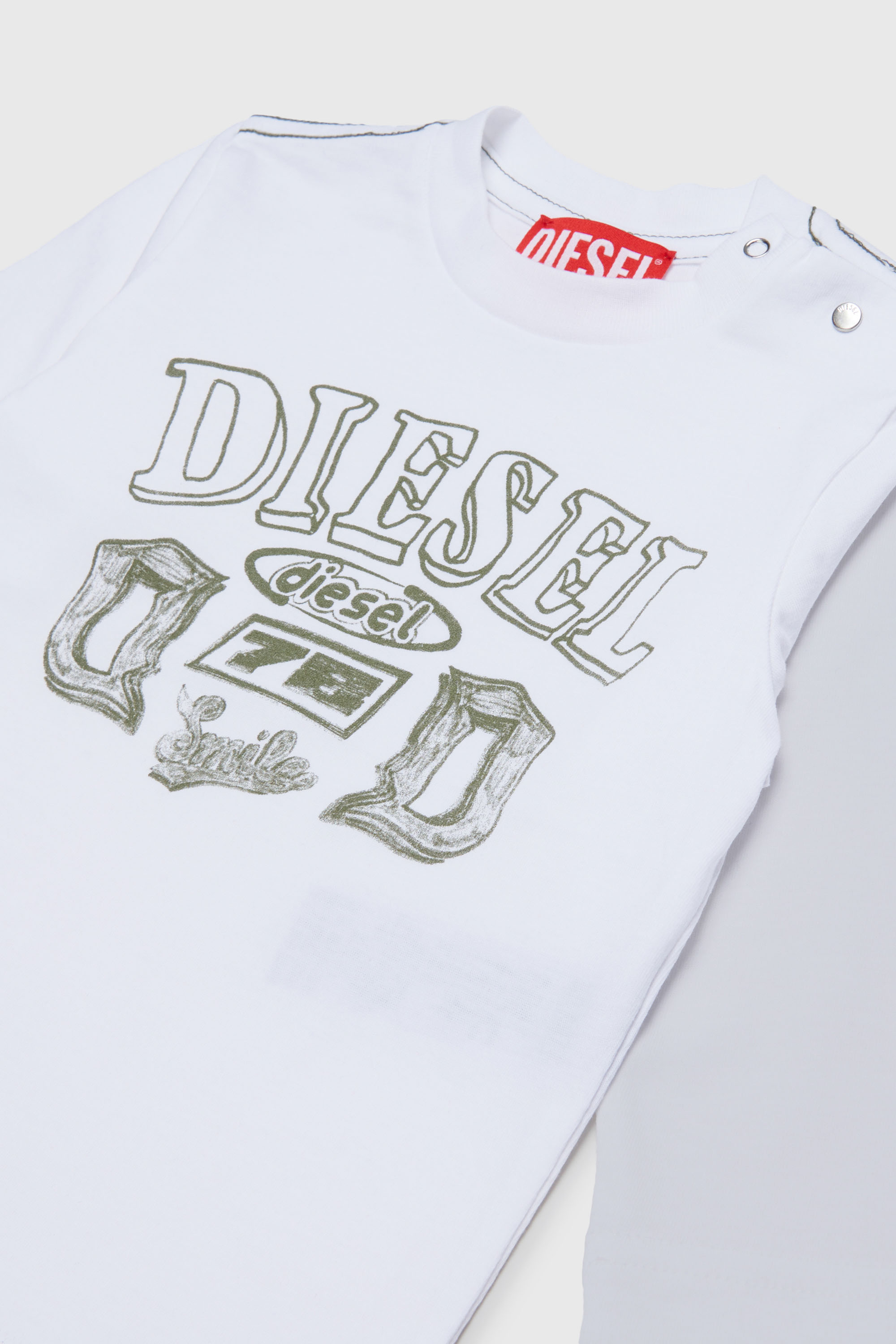 Diesel - TBANB, Herren Langarm-T-Shirt mit Logo-Print in Wei&szlig; - 3