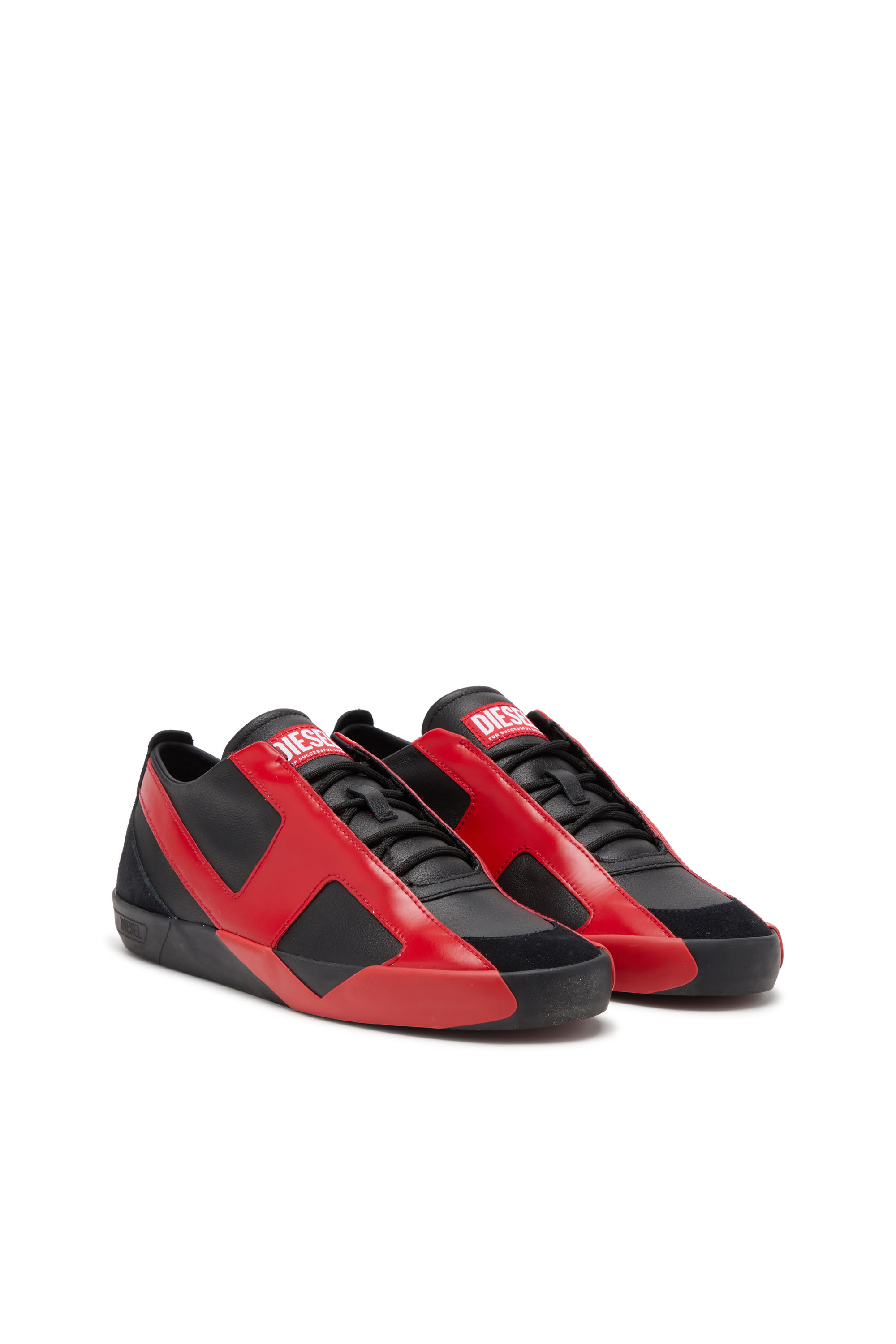 Diesel - S-SLANTE-D LOW, Herren S-Slante-D-Sneaker aus Wildleder und Leder mit D-Logo in Schwarz/Rot - 2