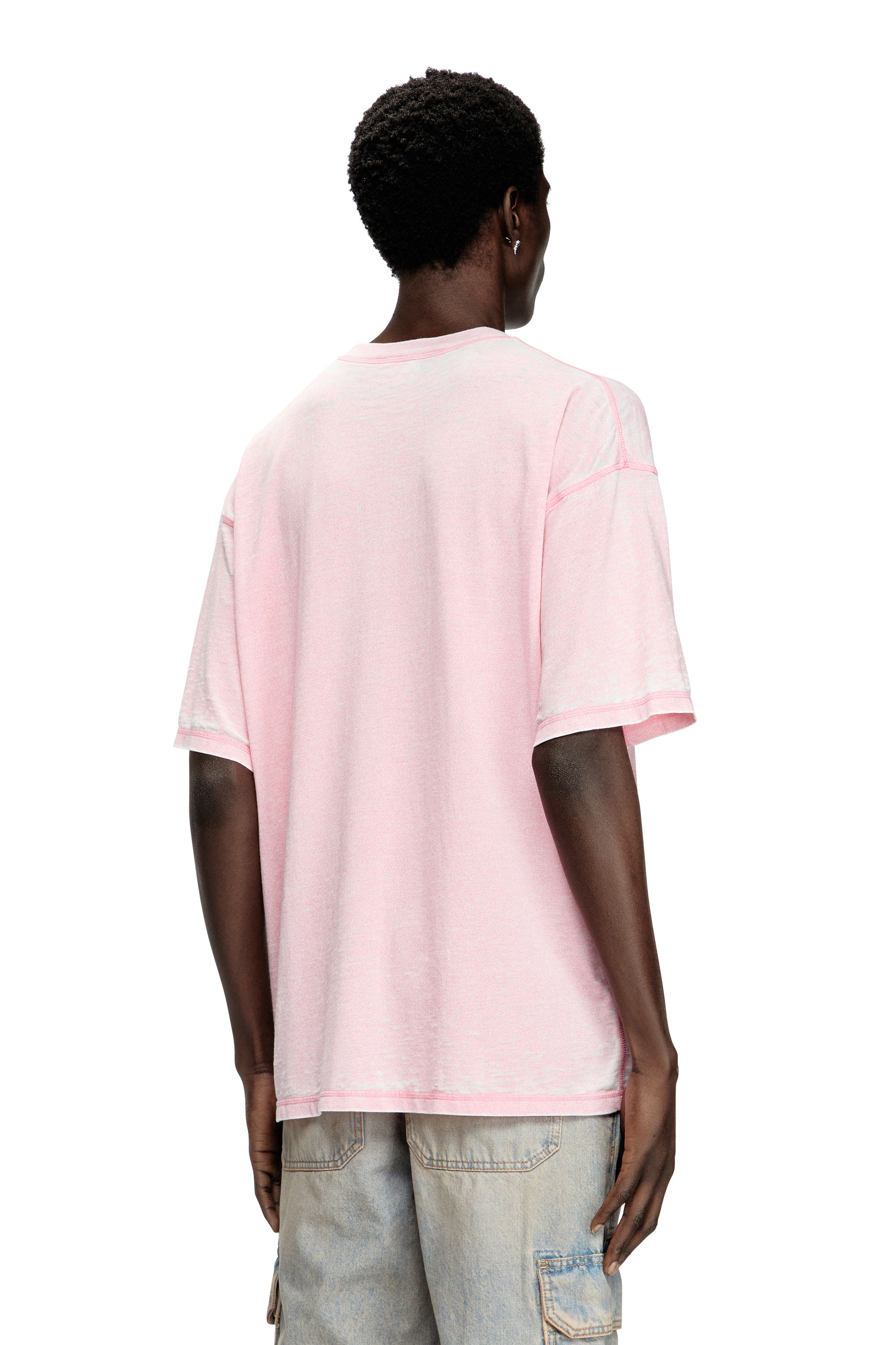 Diesel - T-BOXT-PAK, Herren Burnout-T-Shirt mit Logo aus Metall in Rosa - 4