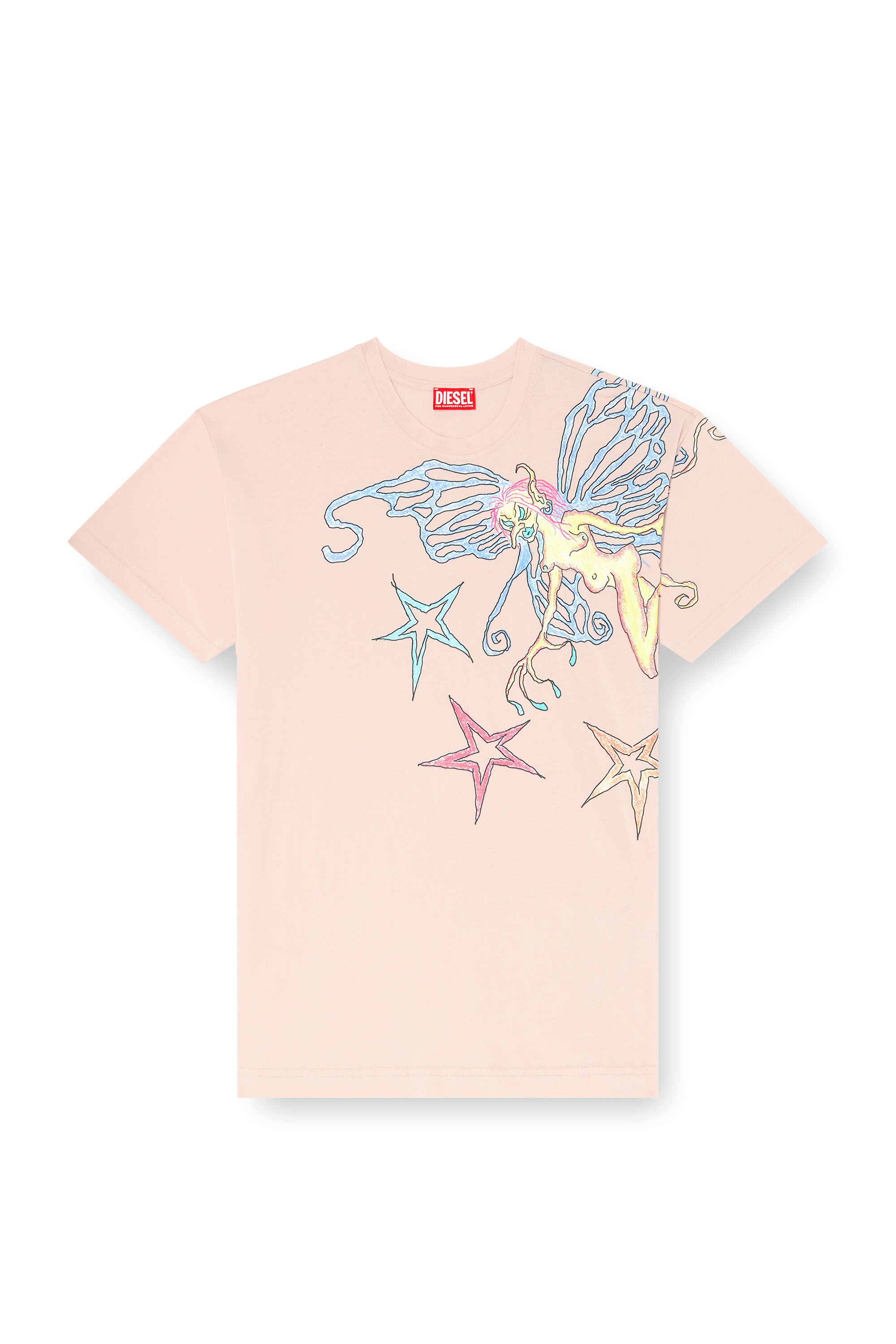 Diesel - T-BUXT-Q1, Damen T-Shirt mit Grafik-Print in Rosa - 3
