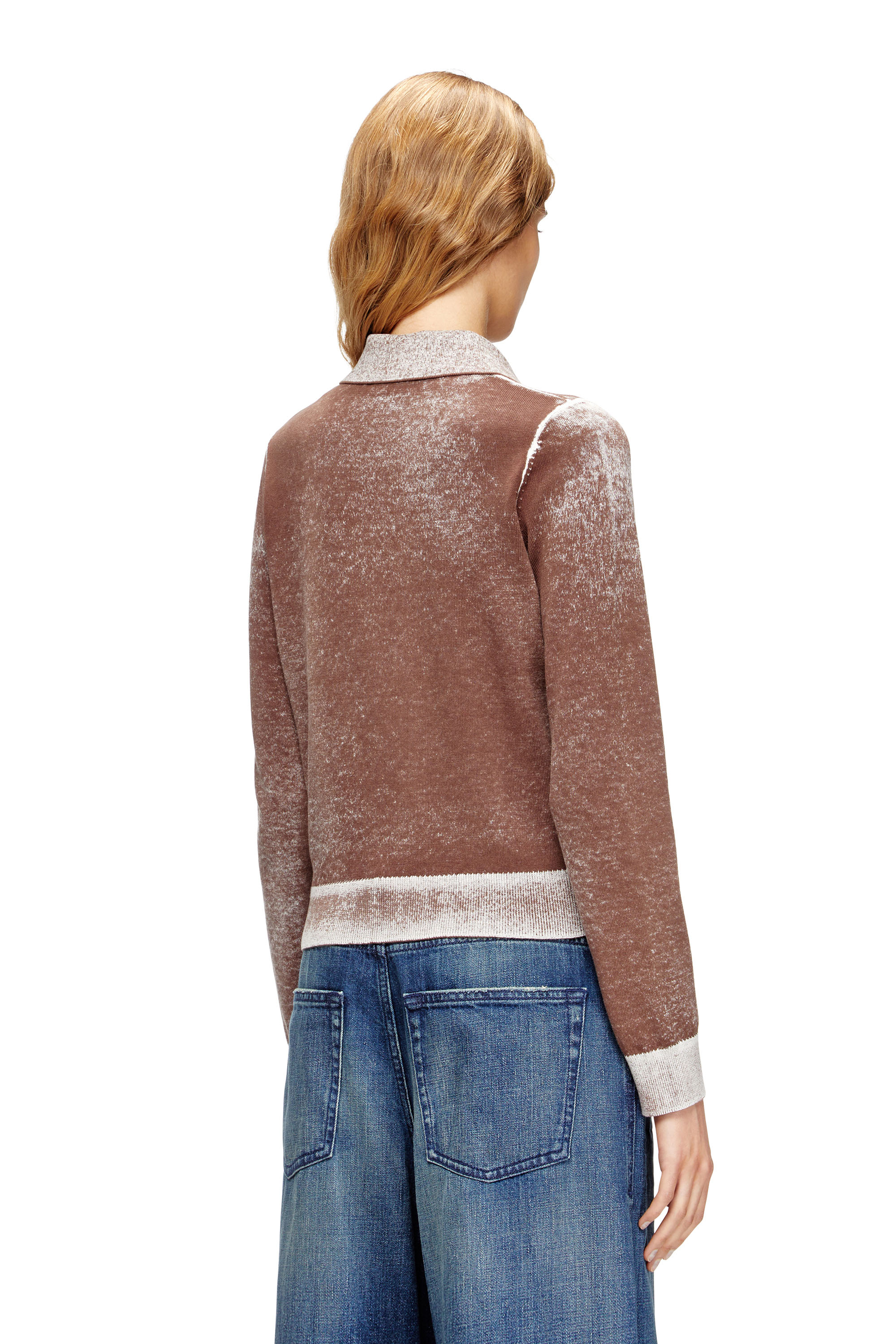 Diesel - M-LOREN, Damen Cardigan mit verblasstem Umkehrdruck in Braun - 4
