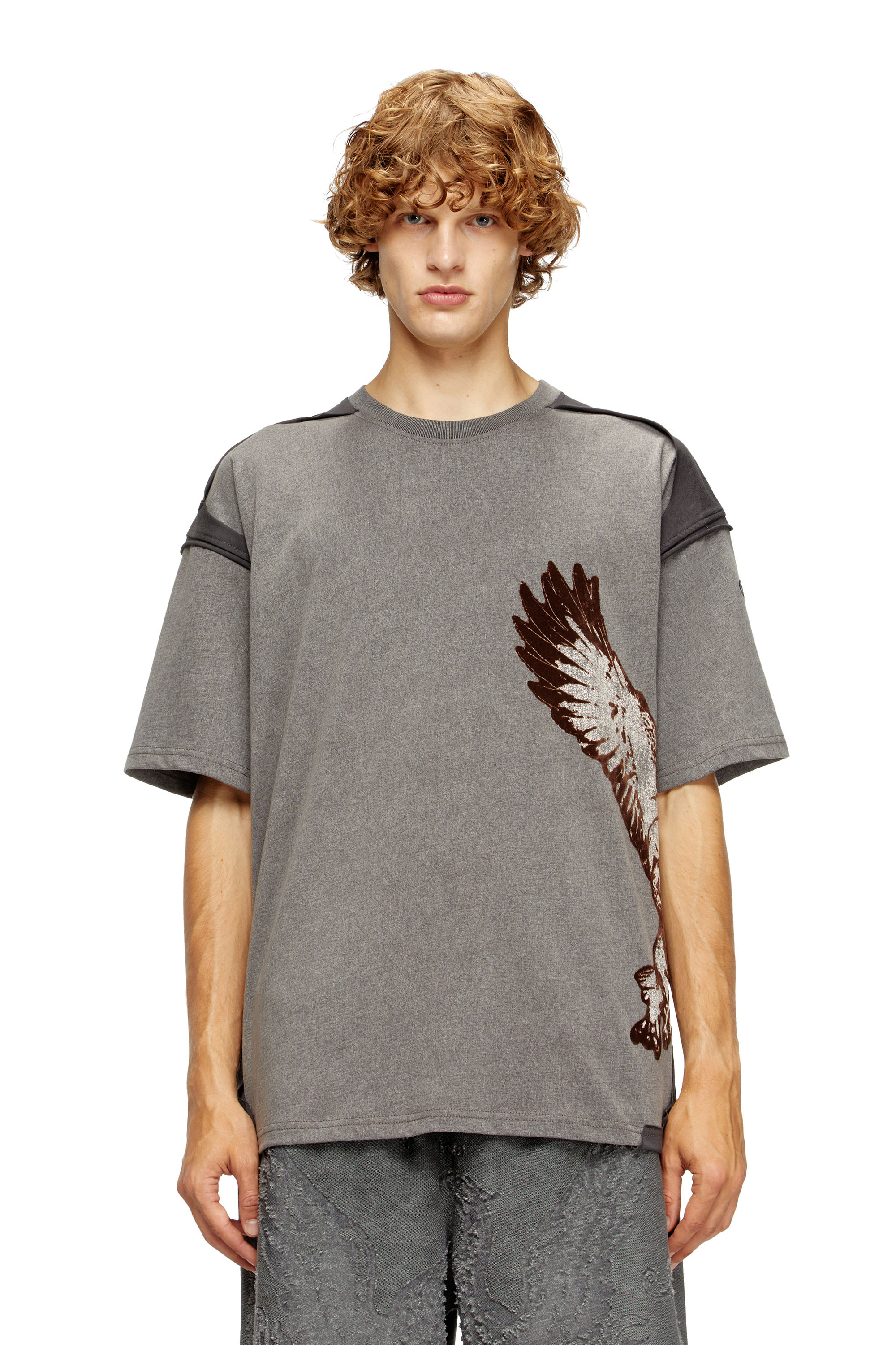 Diesel - T-BOXT-PEELOFF, Herren Peel-Off-T-Shirt mit Eagle-Print in Grau - 3