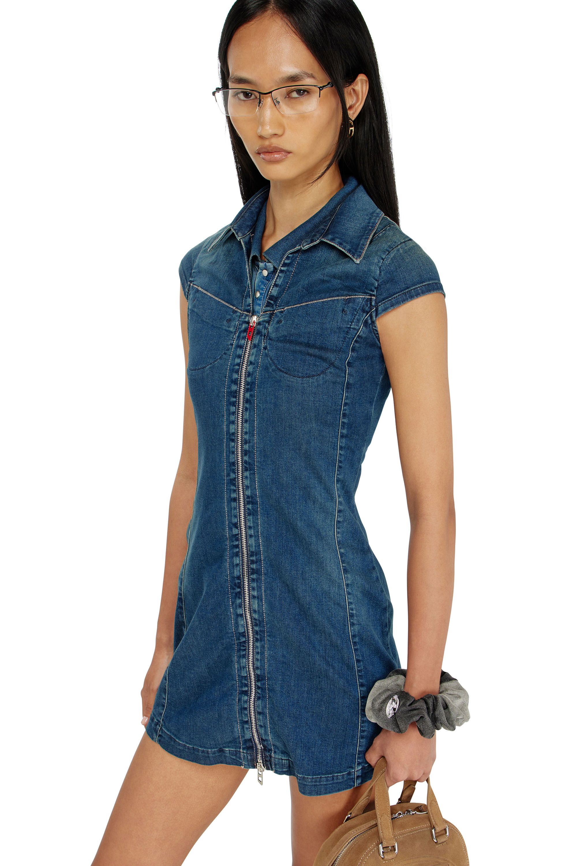 Diesel - DE-LORVYN-S, Damen Jeanshemdkleid mit durchgehendem zip in null - 4
