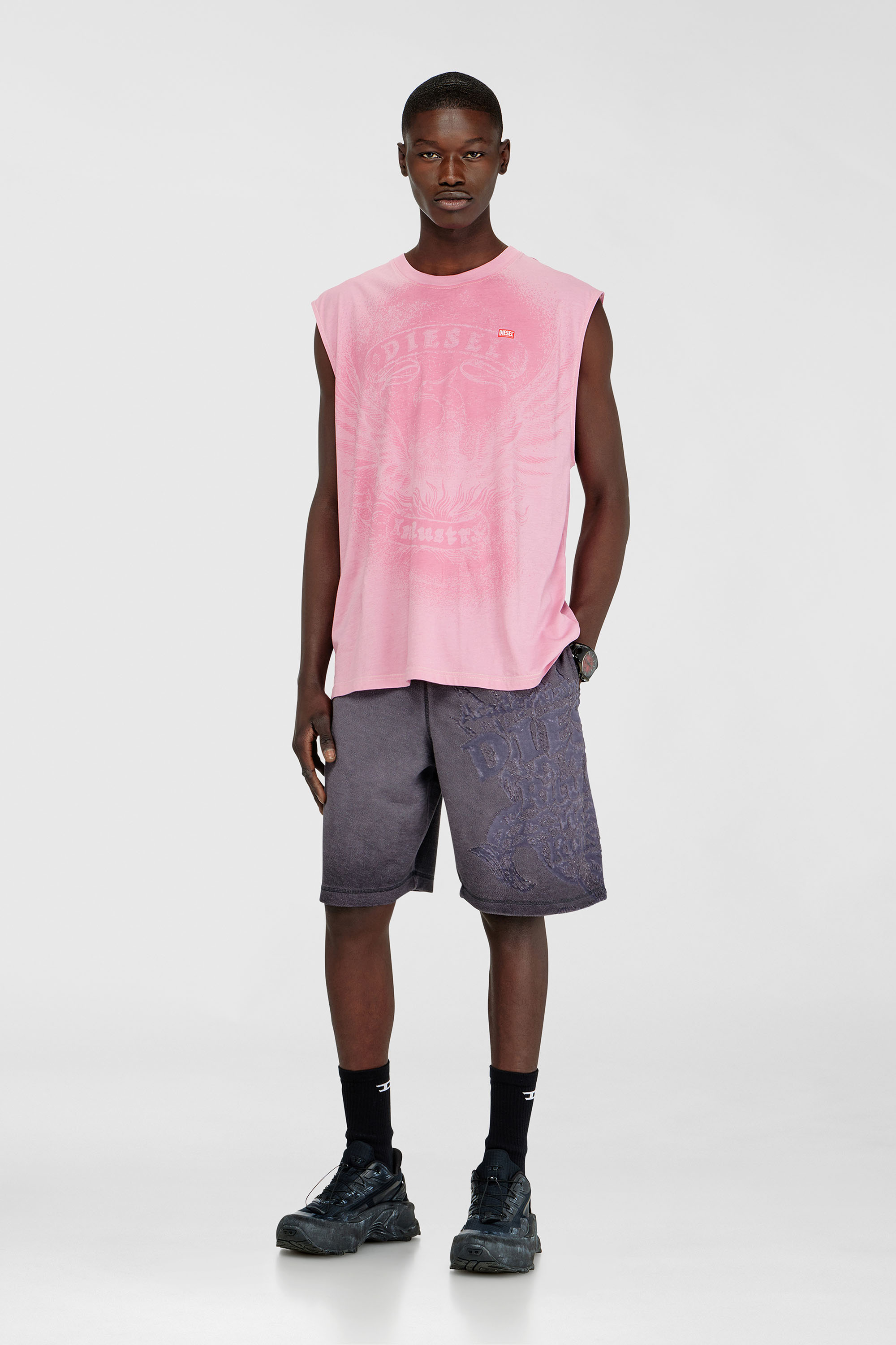 Diesel - T-BOXT-SL-NOTCH, Herren &Auml;rmelloses Top aus Baumwolle mit tonaler Grafik in Rosa - 1
