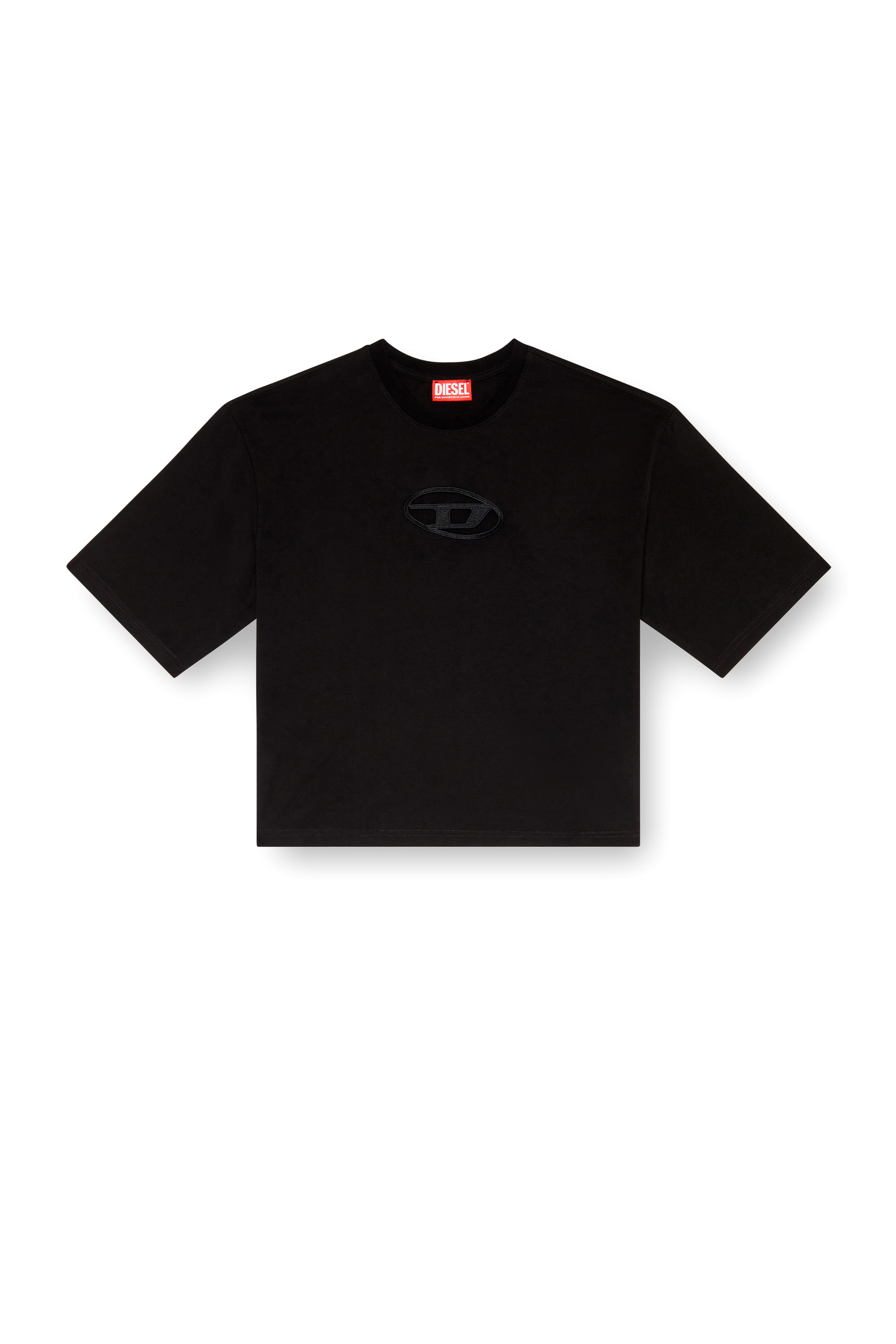 Diesel - T-ROWY-OD, Damen Kastiges T-Shirt mit D-Stickerei in Schwarz - 3