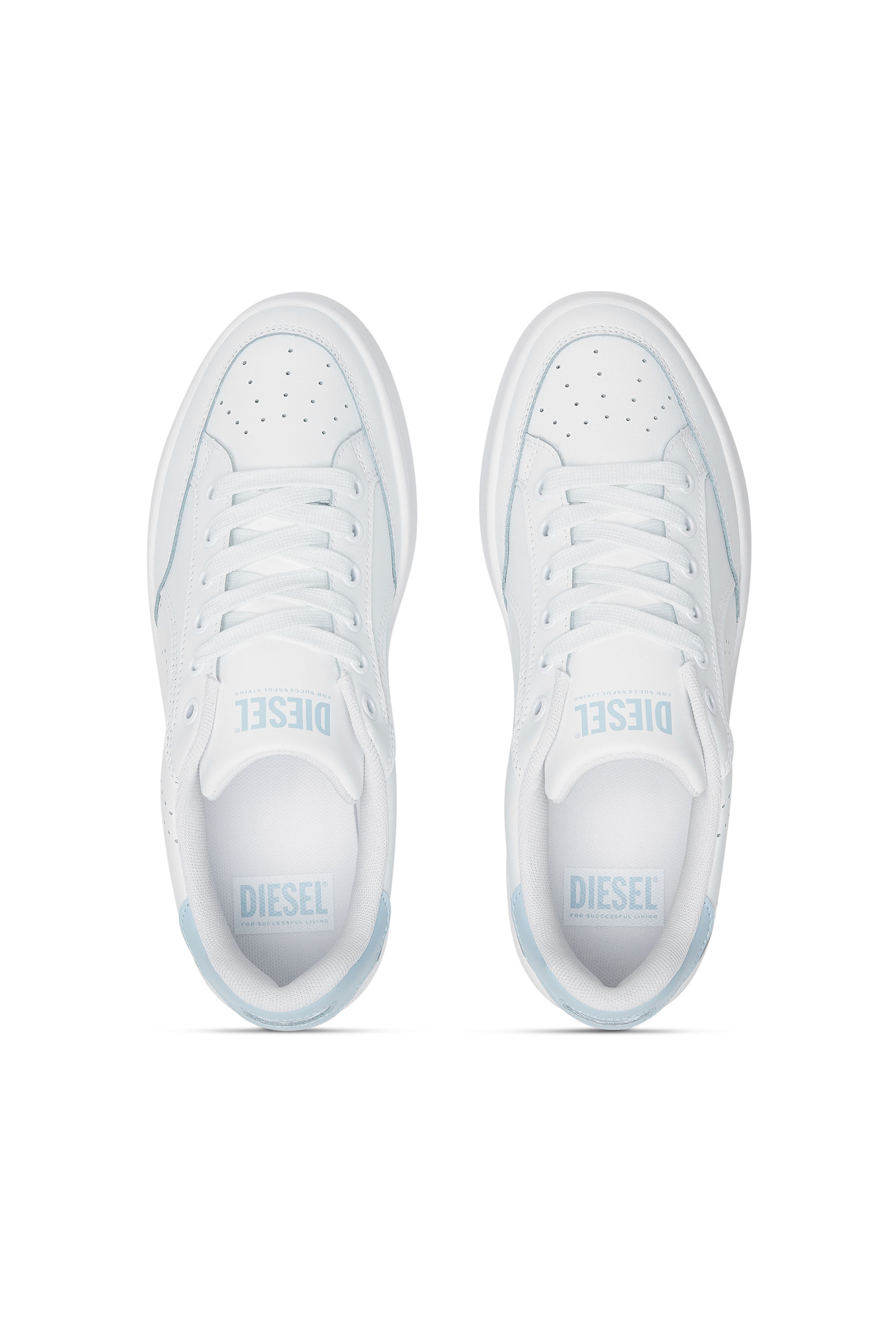 Diesel - S-DAKOTA LOW W, Damen Sneakers aus Leder mit perforiertem Logo in Weiss/Blau - 5