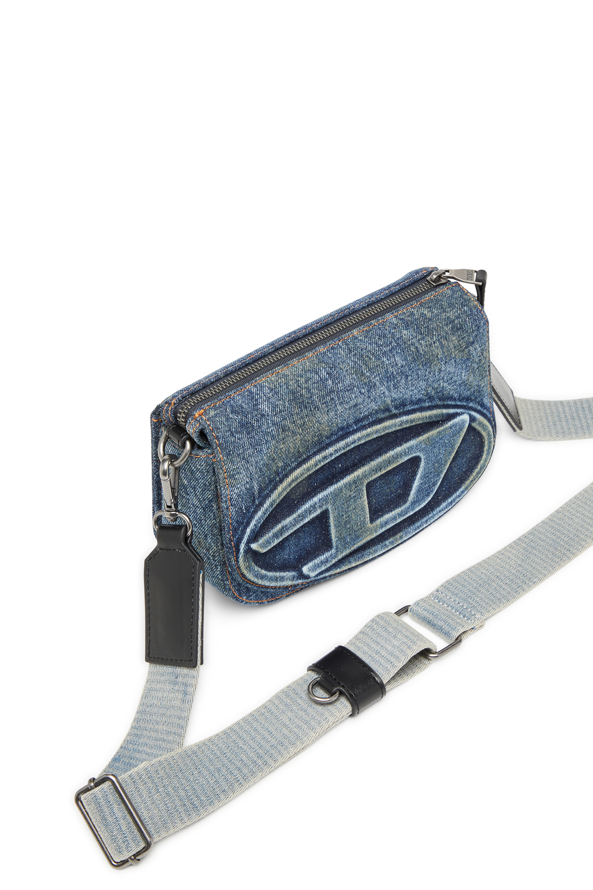 Diesel - 1DR CAMERA BAG, Unisex Camera Bag aus solarisiertem Denim in Blau - 5