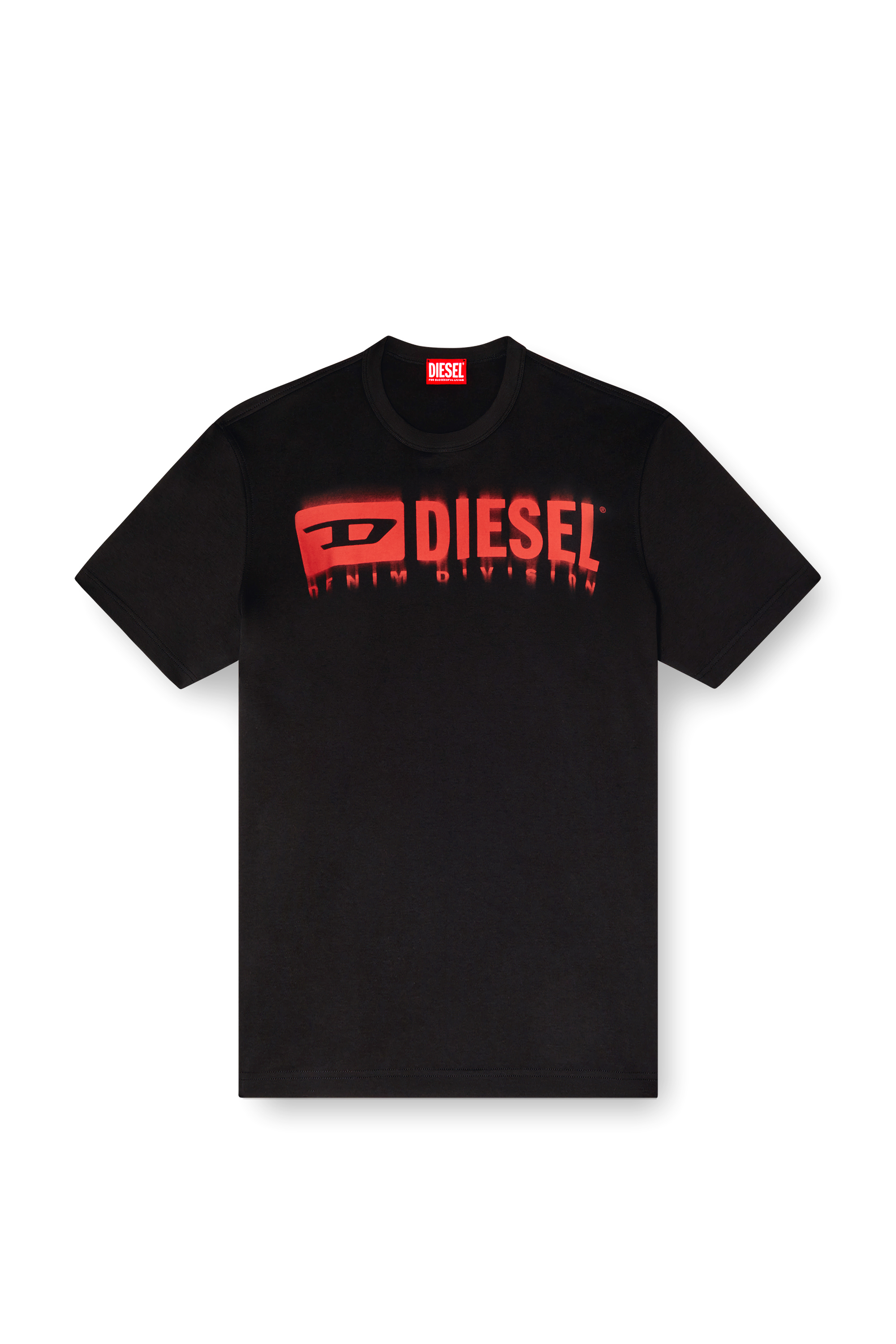 Diesel - T-ADJUST-Q7, Herren T-Shirt mit verschwommenem Diesel-Logo in Schwarz - 2