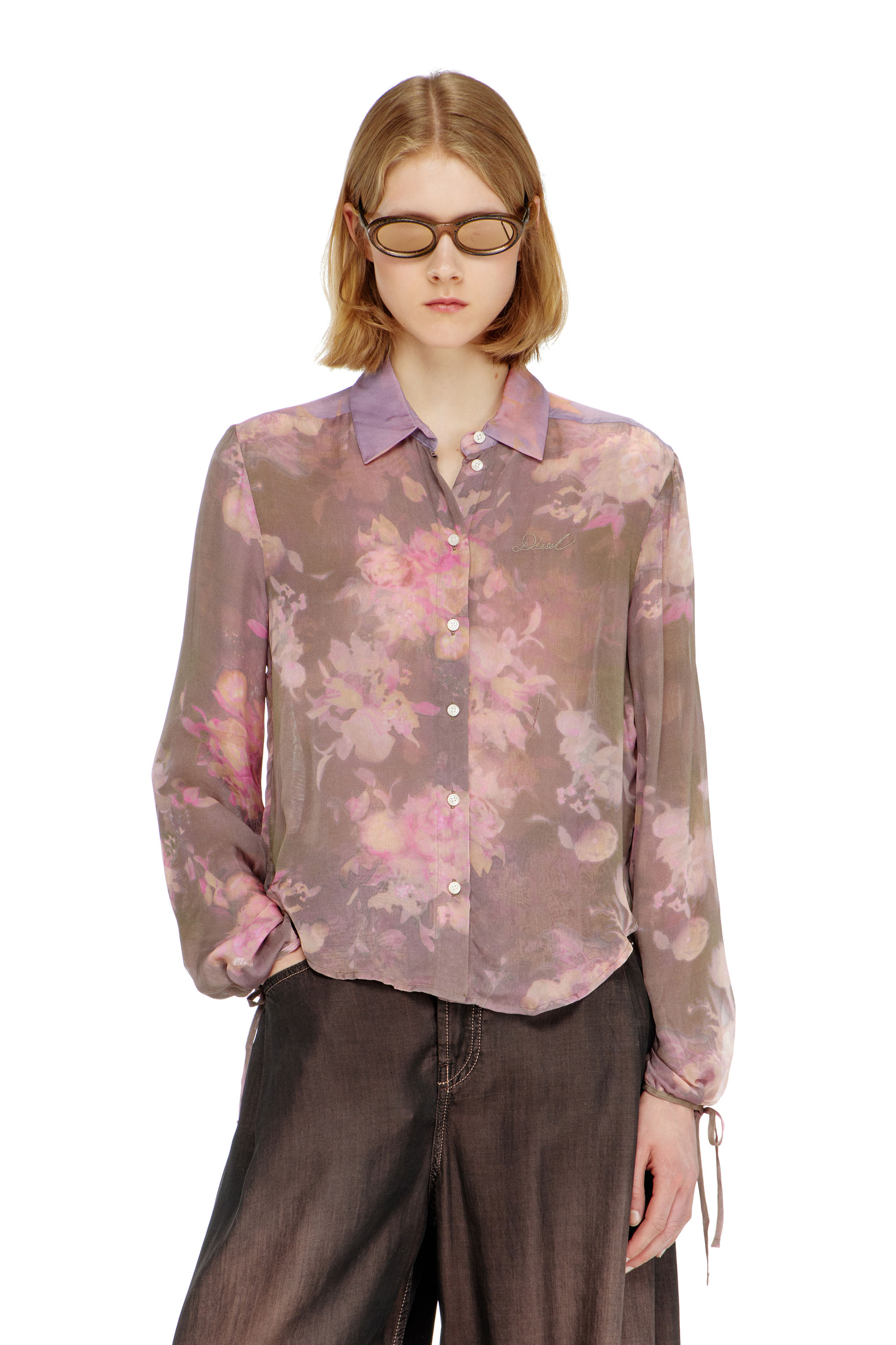 Diesel - C-LEVER, Damen Chiffon-Bluse mit all-over Blumenprint in null - 1