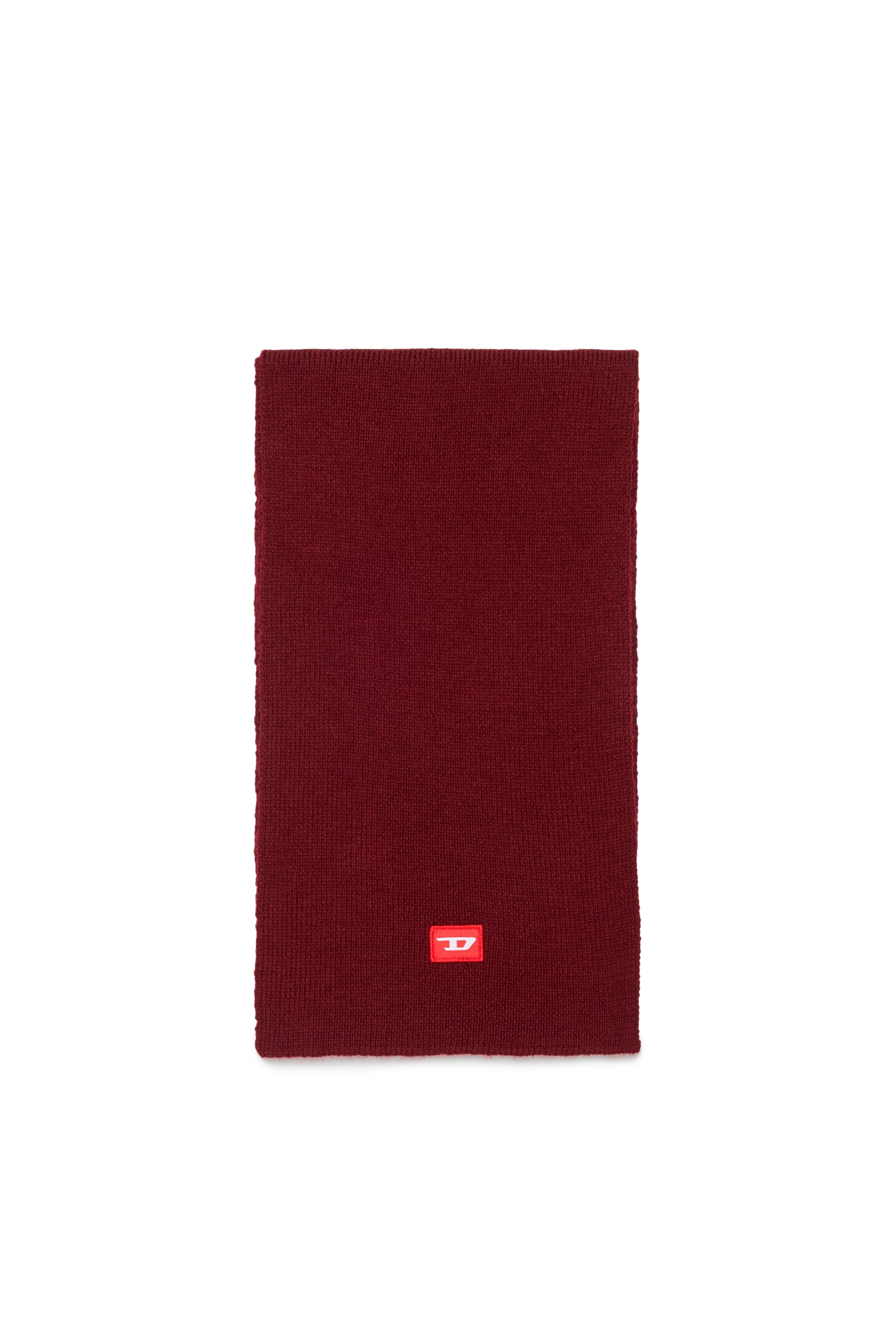Diesel - RLOT, Unisex's Wool-blend scarf with D logo patch in Red - 1