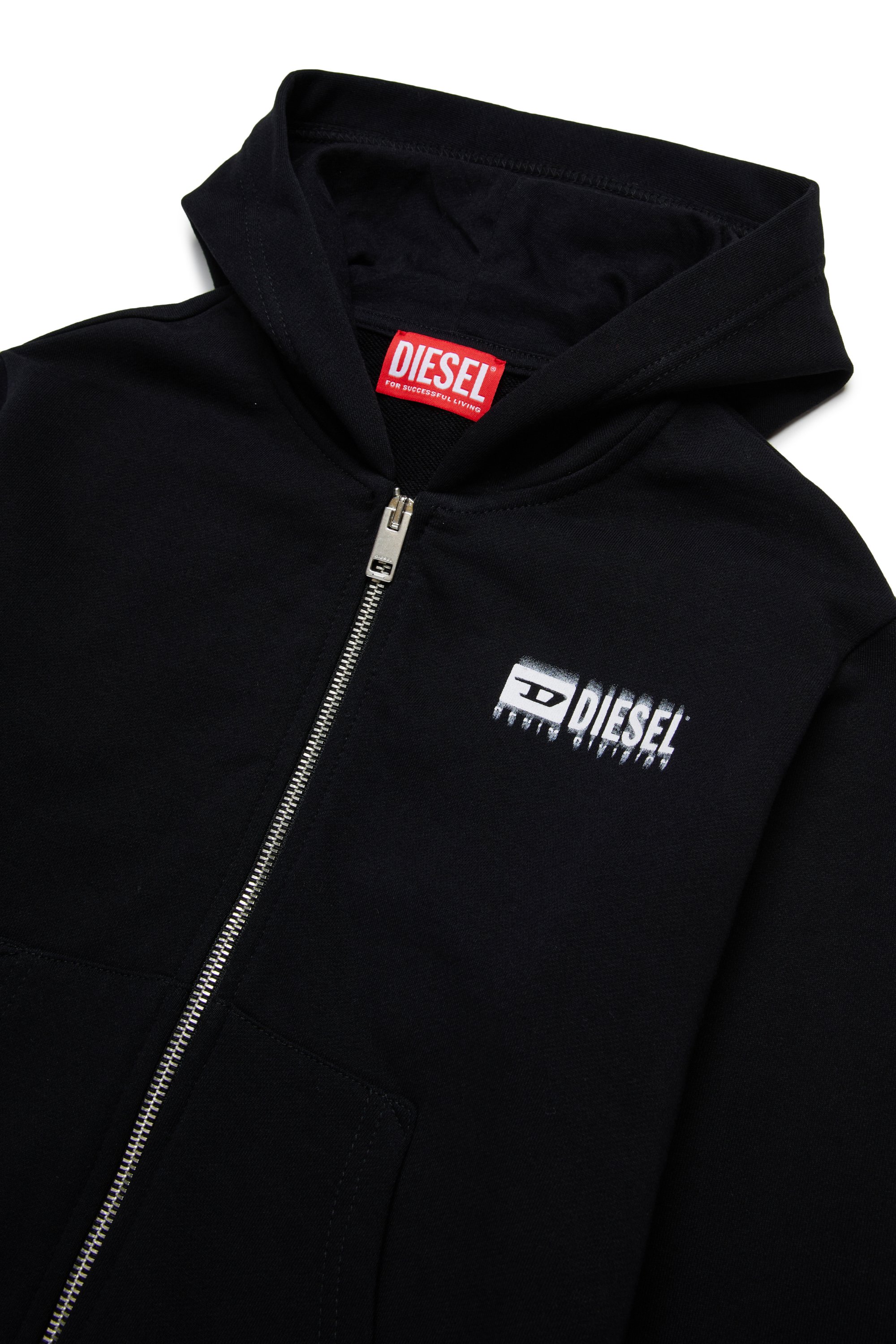 Diesel - SVOUGZIP OVER, Herren Reißverschluss-Hoodie mit verschmiertem Logo in Schwarz - 3