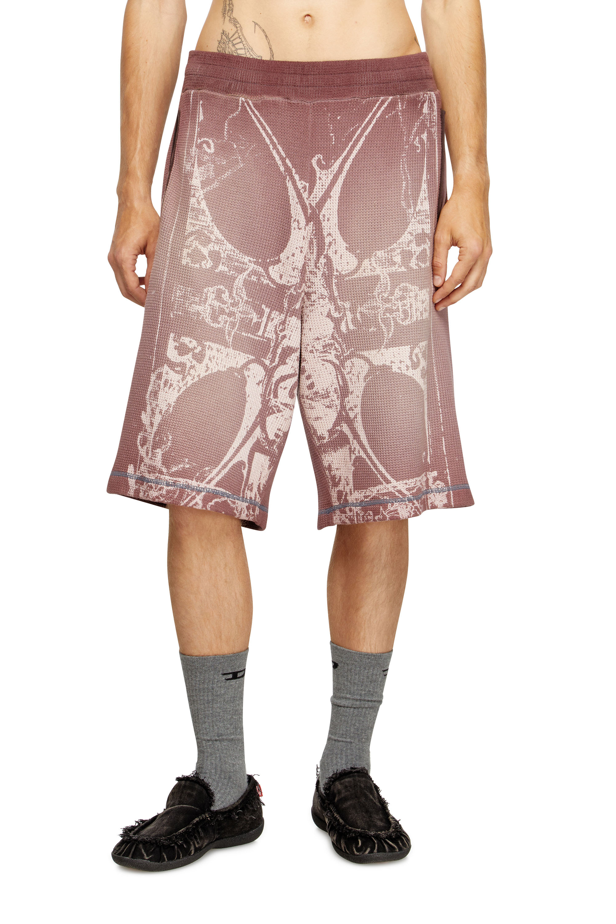 Diesel - P-WARKY-SHORT, Herren Waffel-Shorts mit mittelalterlichem Print in null - 1