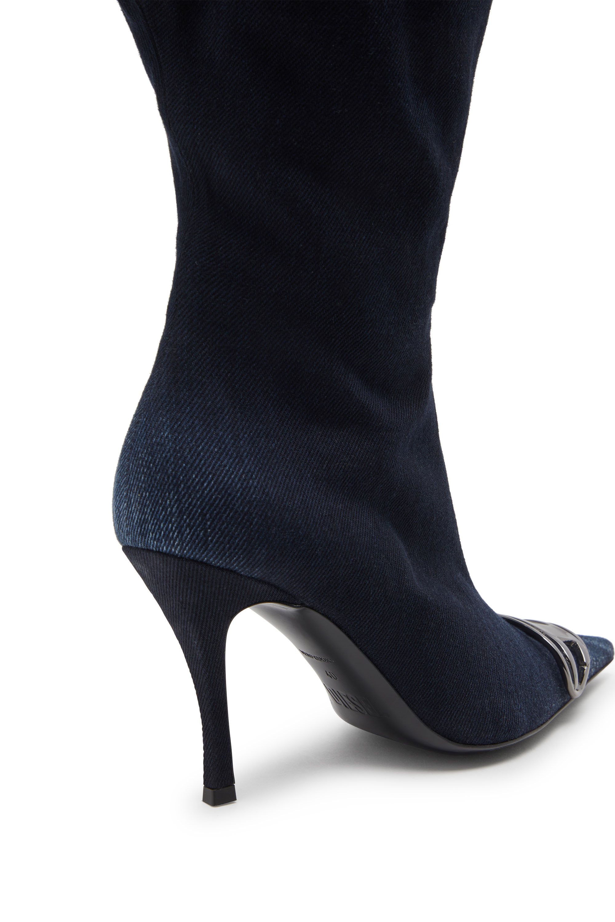 Diesel - D-VENUS KB LARGE, Damen Weite kniehohe Stiefel aus Denim in Dunkelblau - 4