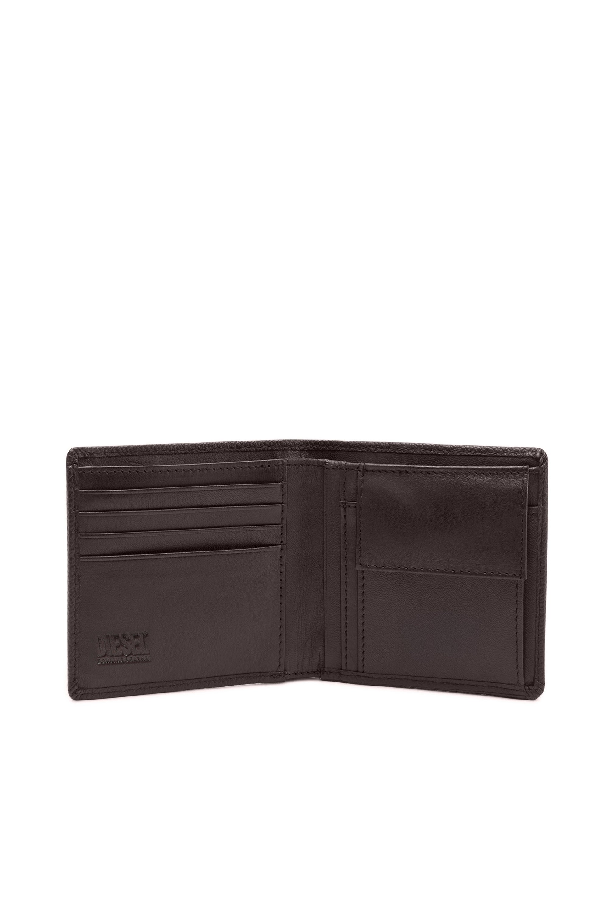 Diesel - BI FOLD COIN S, Herren Faltportemonnaie aus genarbtem Leder in Dunkelbraun - 3