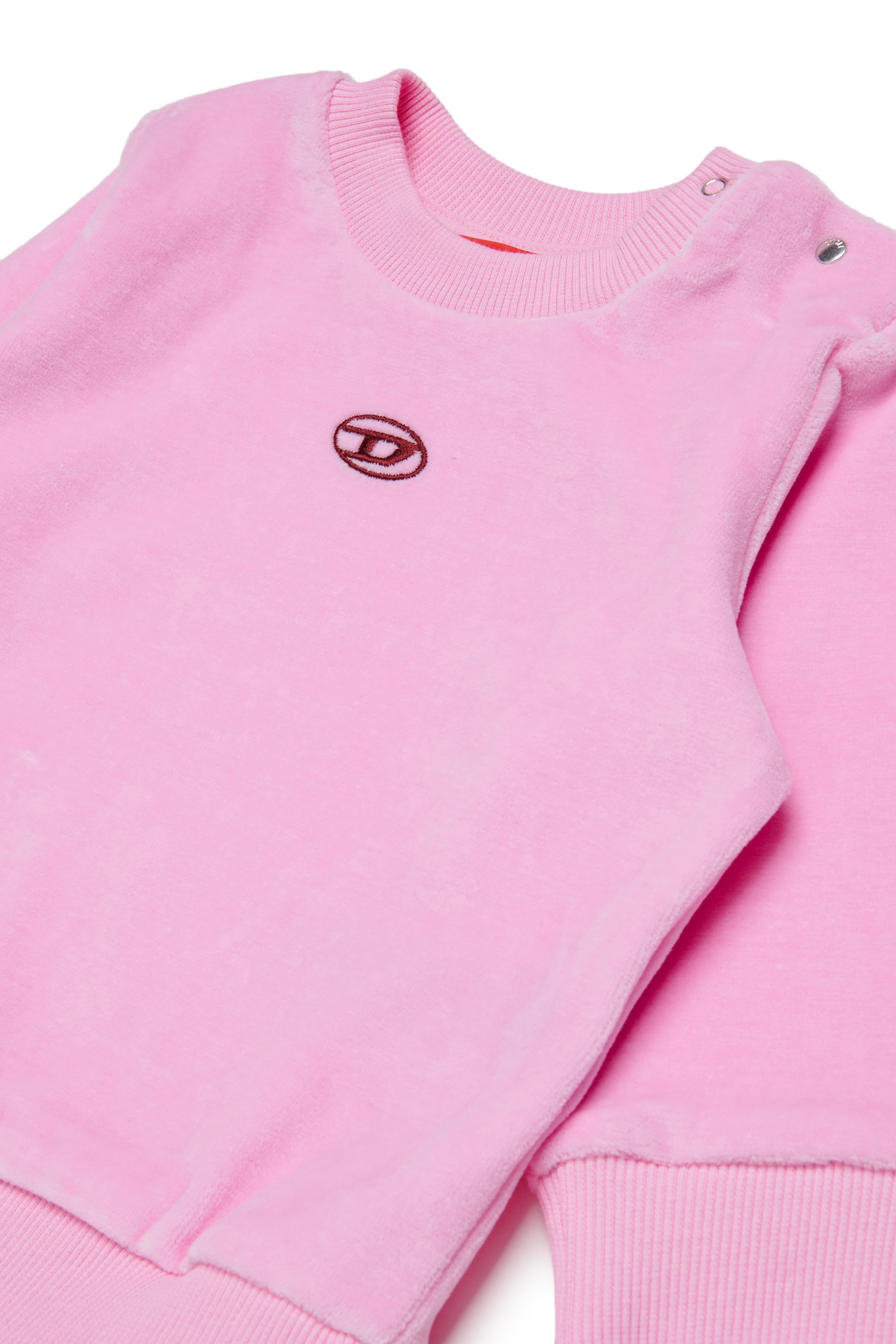 Diesel - SHENIB, Herren Sweatshirt aus Samt mit Oval D Stickerei in Rosa - 3