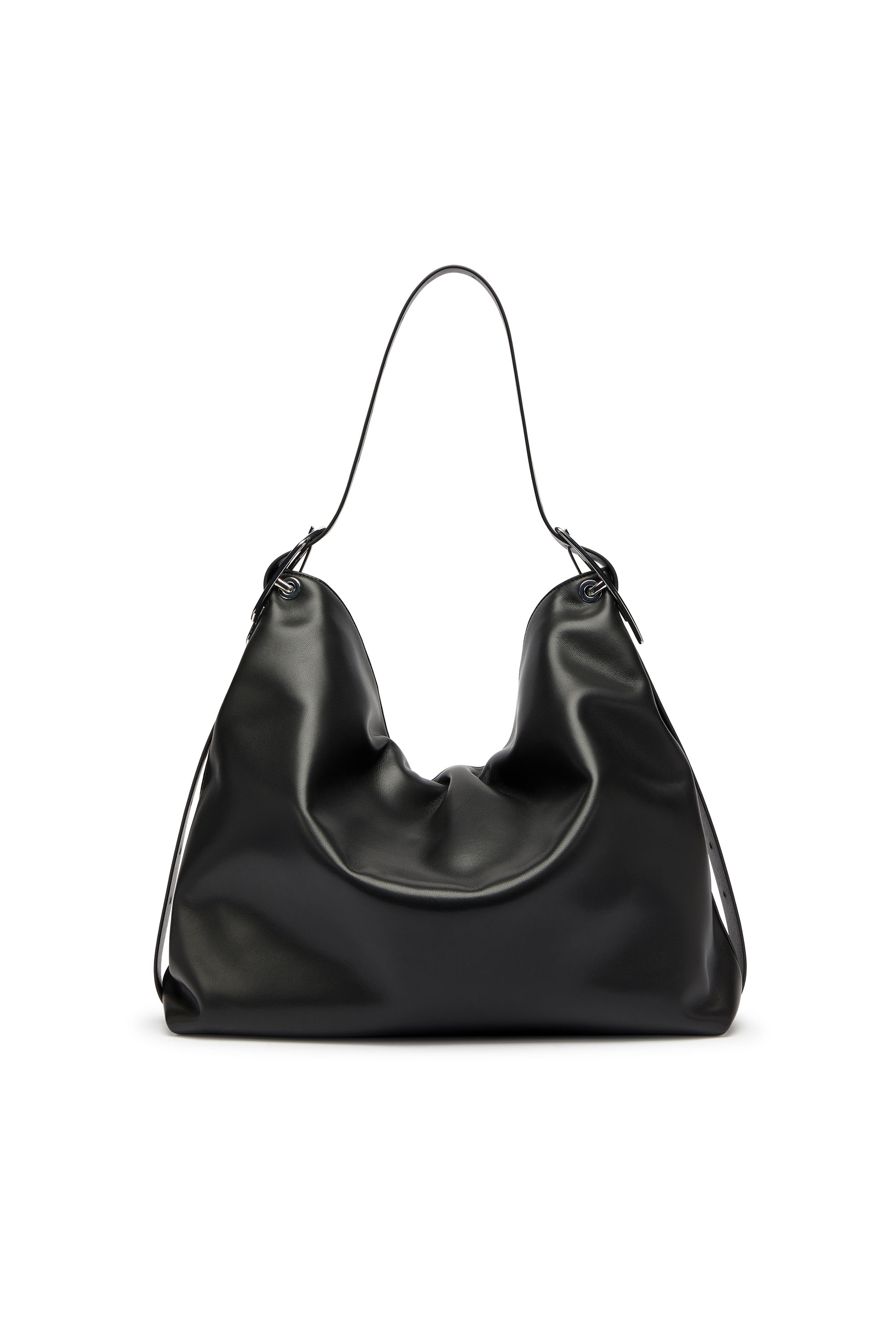 Diesel - D-LINE HOBO, Damen D-Line-Leder Hobo-Tasche in Schwarz - 3
