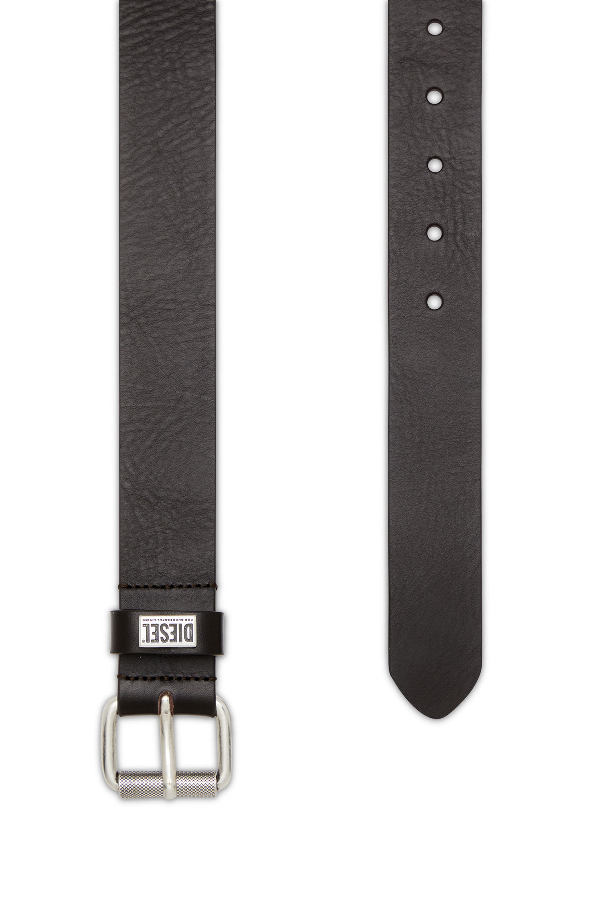 Diesel - B-BISCOTTO-LOOP, Herren 3.5cm Gürtel aus Leder mit Logo-Plakette in Dunkelbraun - 2