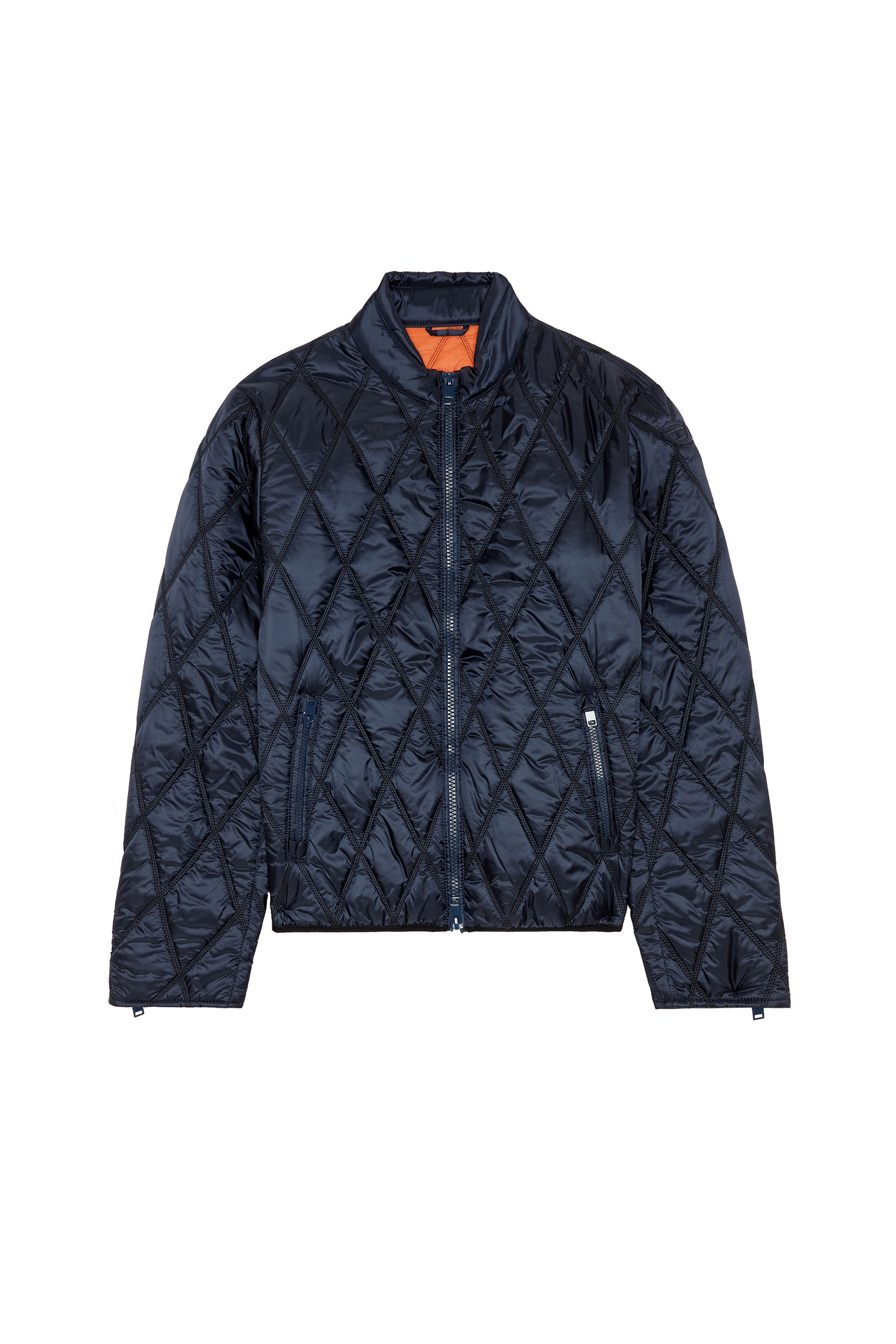 Diesel - J-NIEL, Man's Mock-neck jacket in quilted nylon in Blue - 2