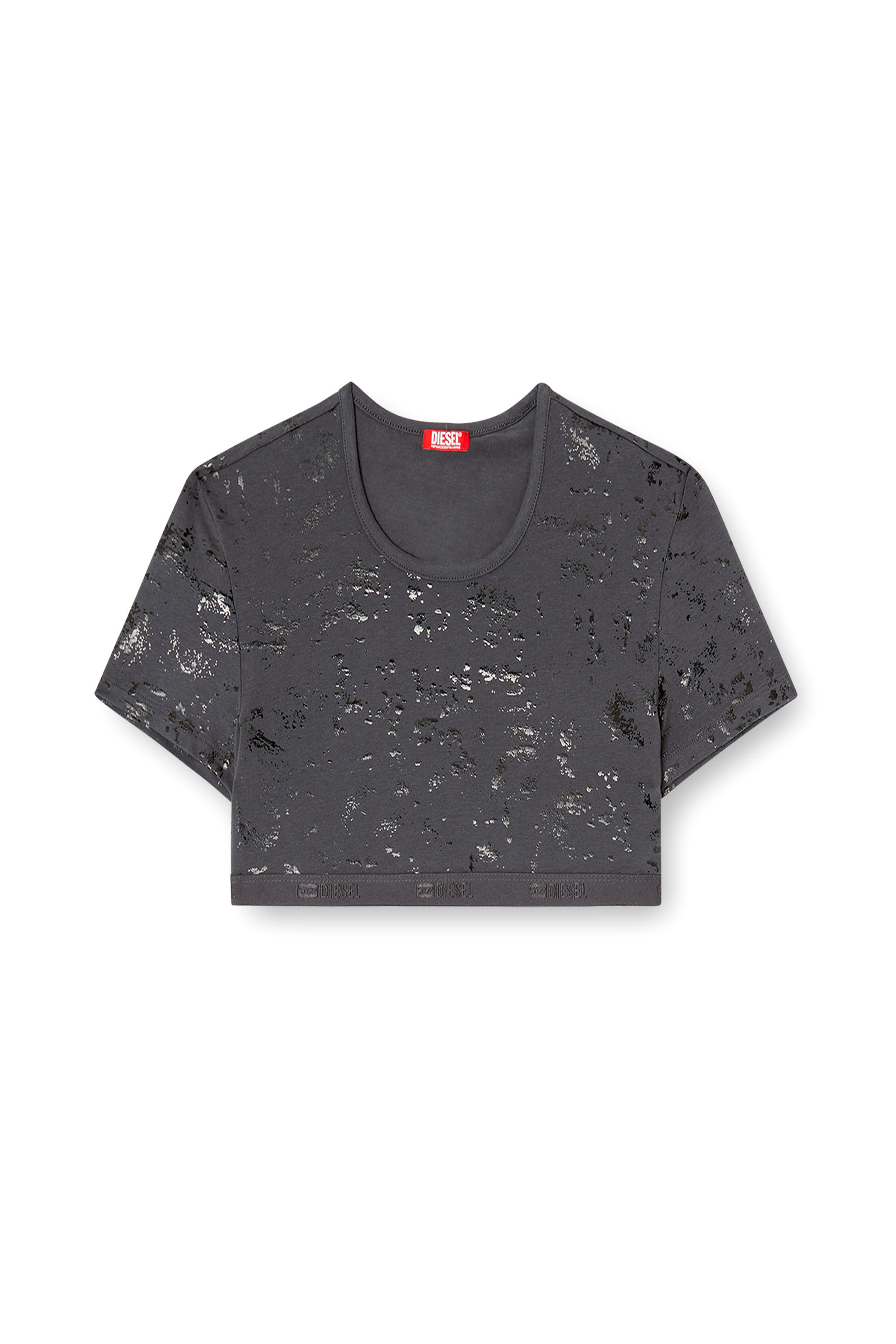 Diesel - IRMA-GFT, Damen Bauchfreies T-Shirt mit Metallic-Effekt in null - 3