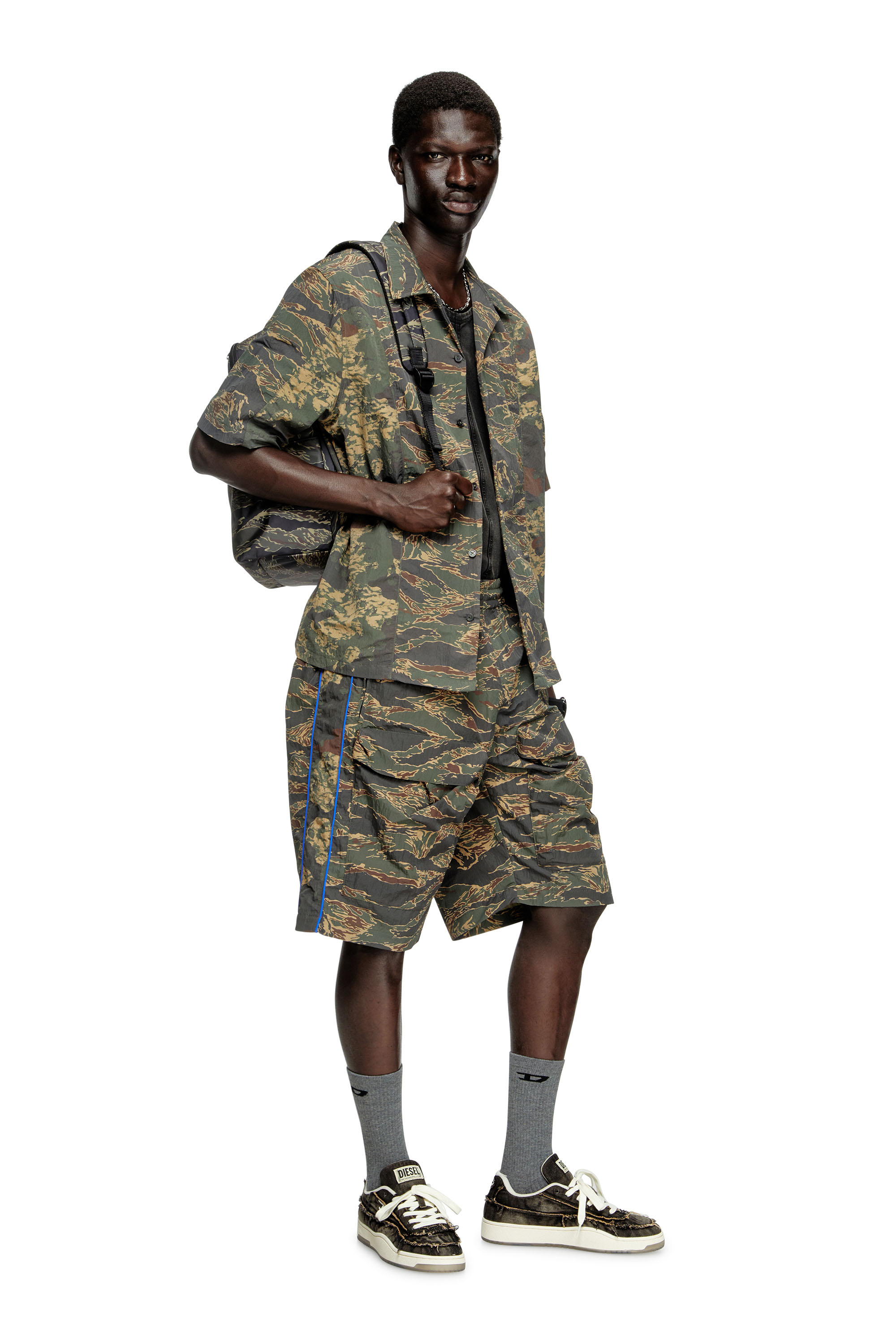 Diesel - S-BRACK-EPBW, Herren Hemd mit gemischten Camo-Prints in Armeegrün - 1