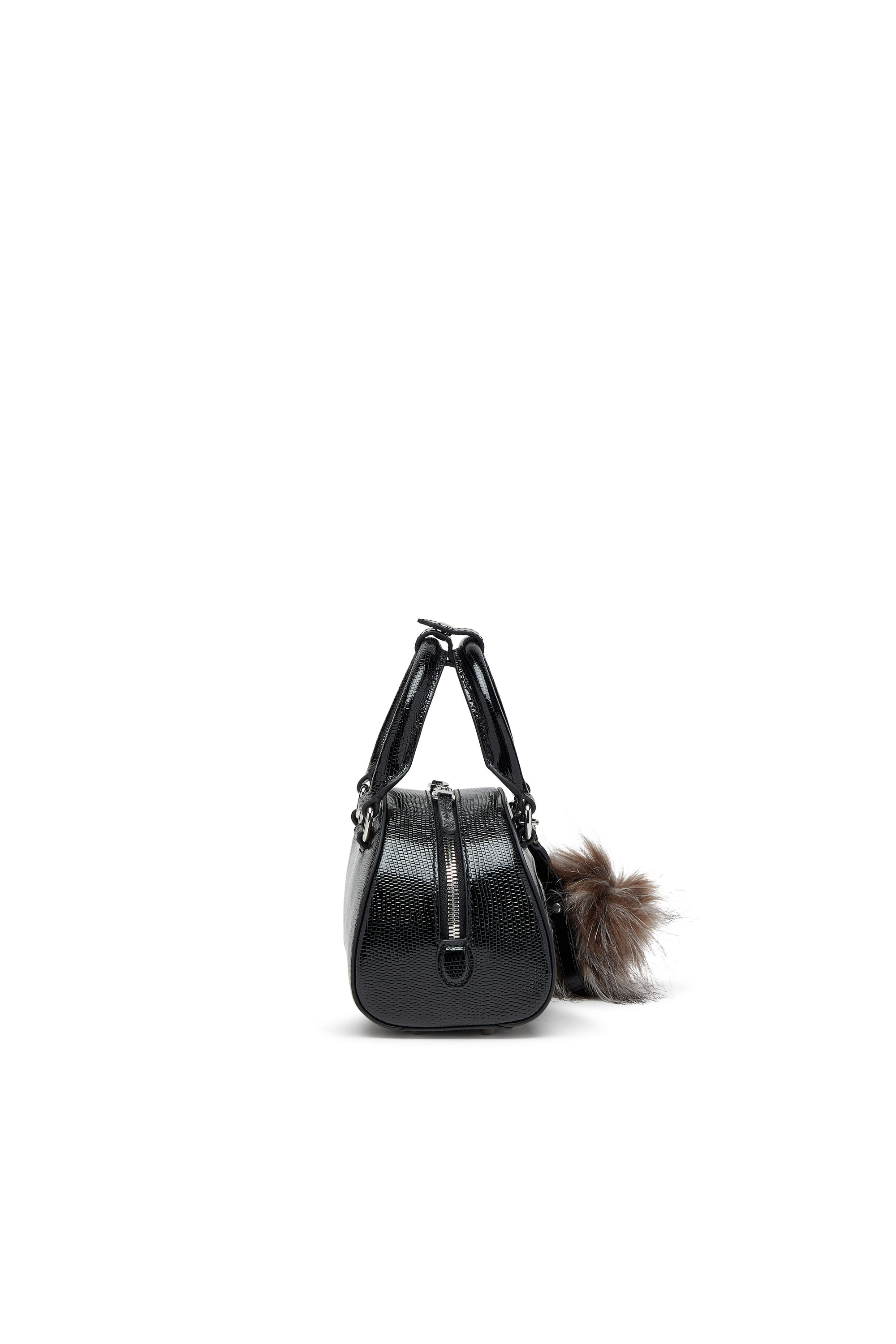 Diesel - 1DR DOME CROSSBODY, Damen Mini-Bowling-Tasche aus geprägtem Leder in Schwarz - 4