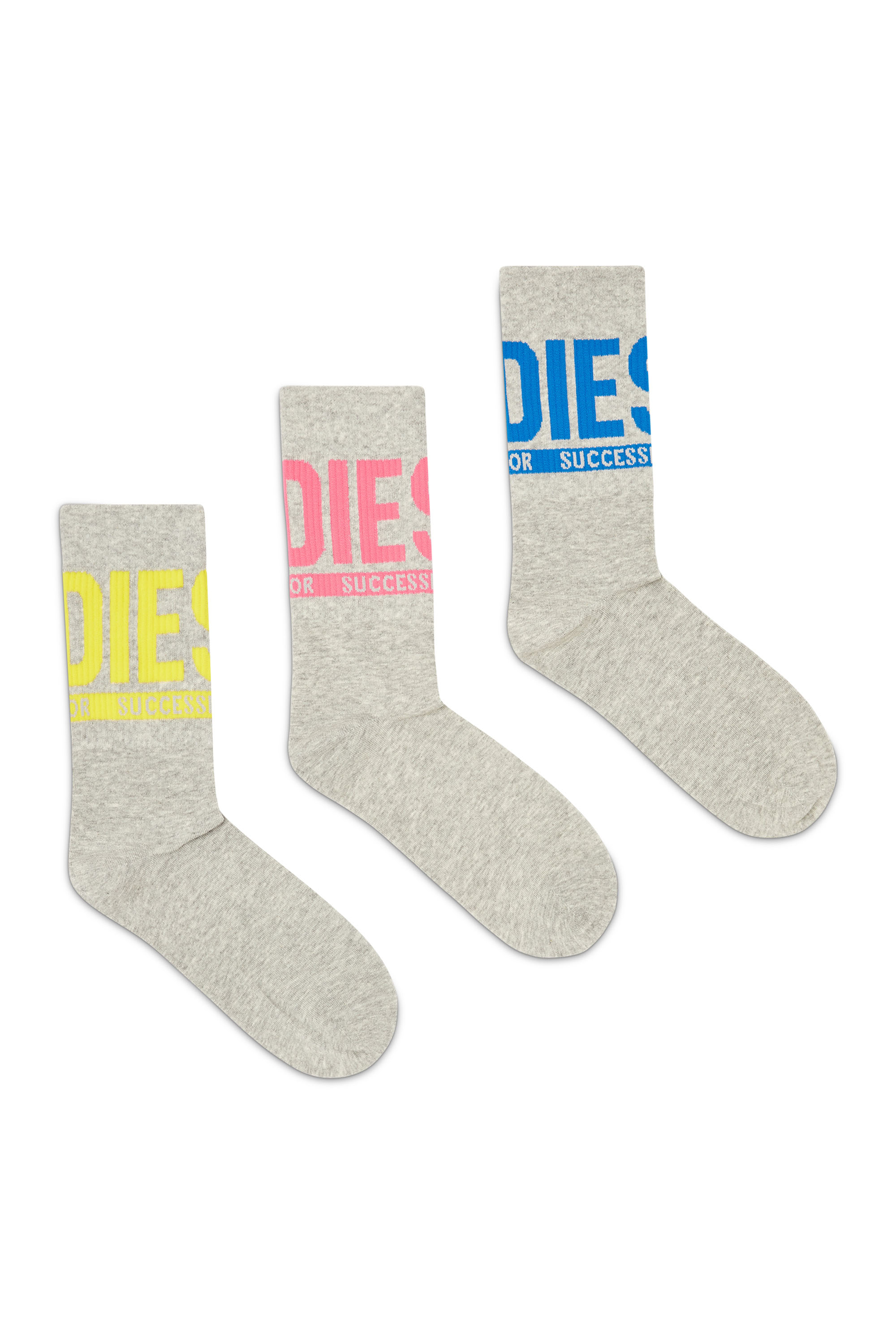 Diesel - SKM-RAY-THREEPACK, Herren Socken mit Logo-B&uuml;ndchen im Dreierpack in Grau - 1