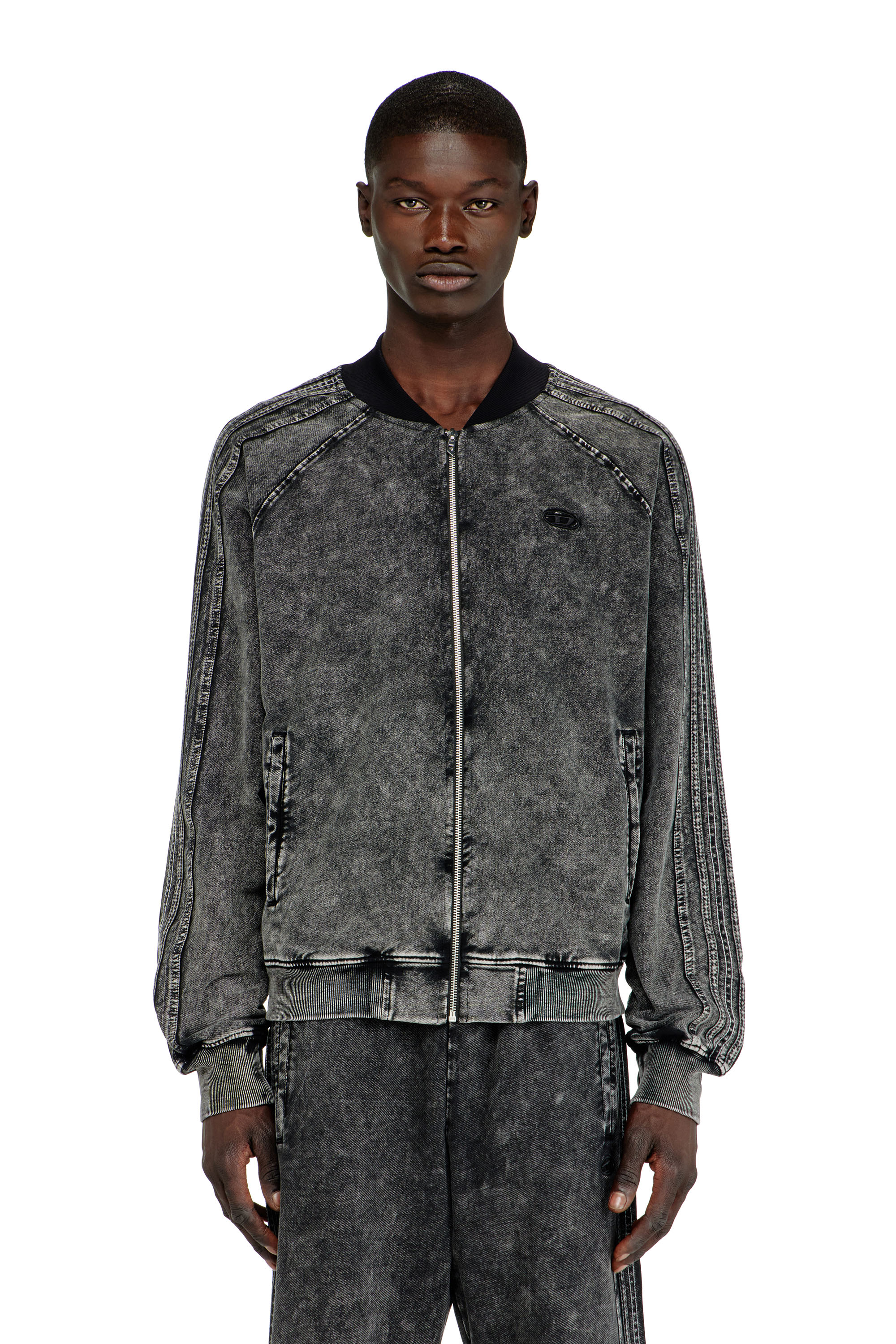 Diesel - S-ALT, Herren Rei&szlig;verschluss-Sweatshirt mit &Auml;rmelb&auml;ndern in null - 1