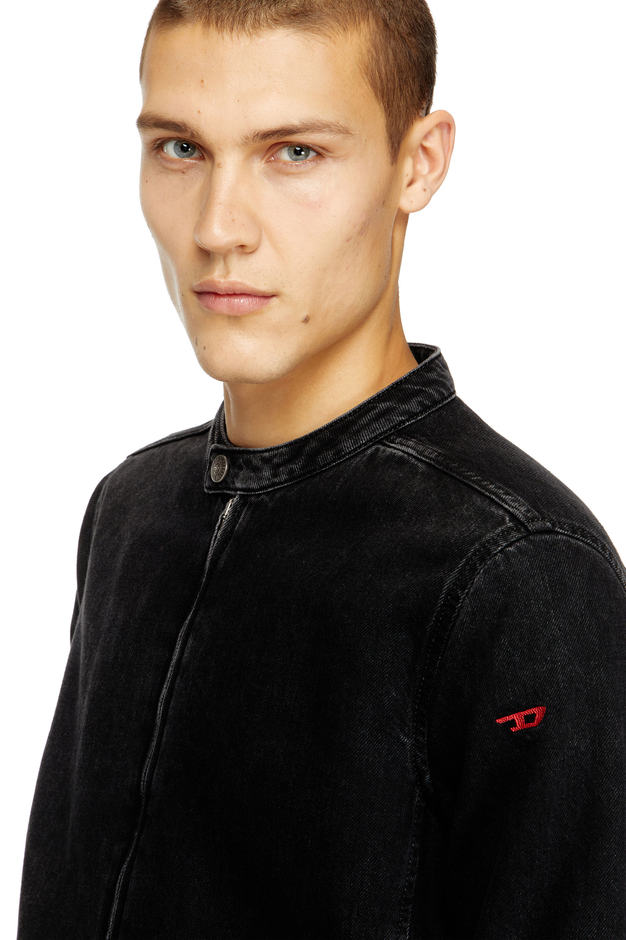 Diesel - D-GLORY, Herren Bikerjacke aus sauber gewaschenem Denim in Schwarz/Dunkelgrau - 4