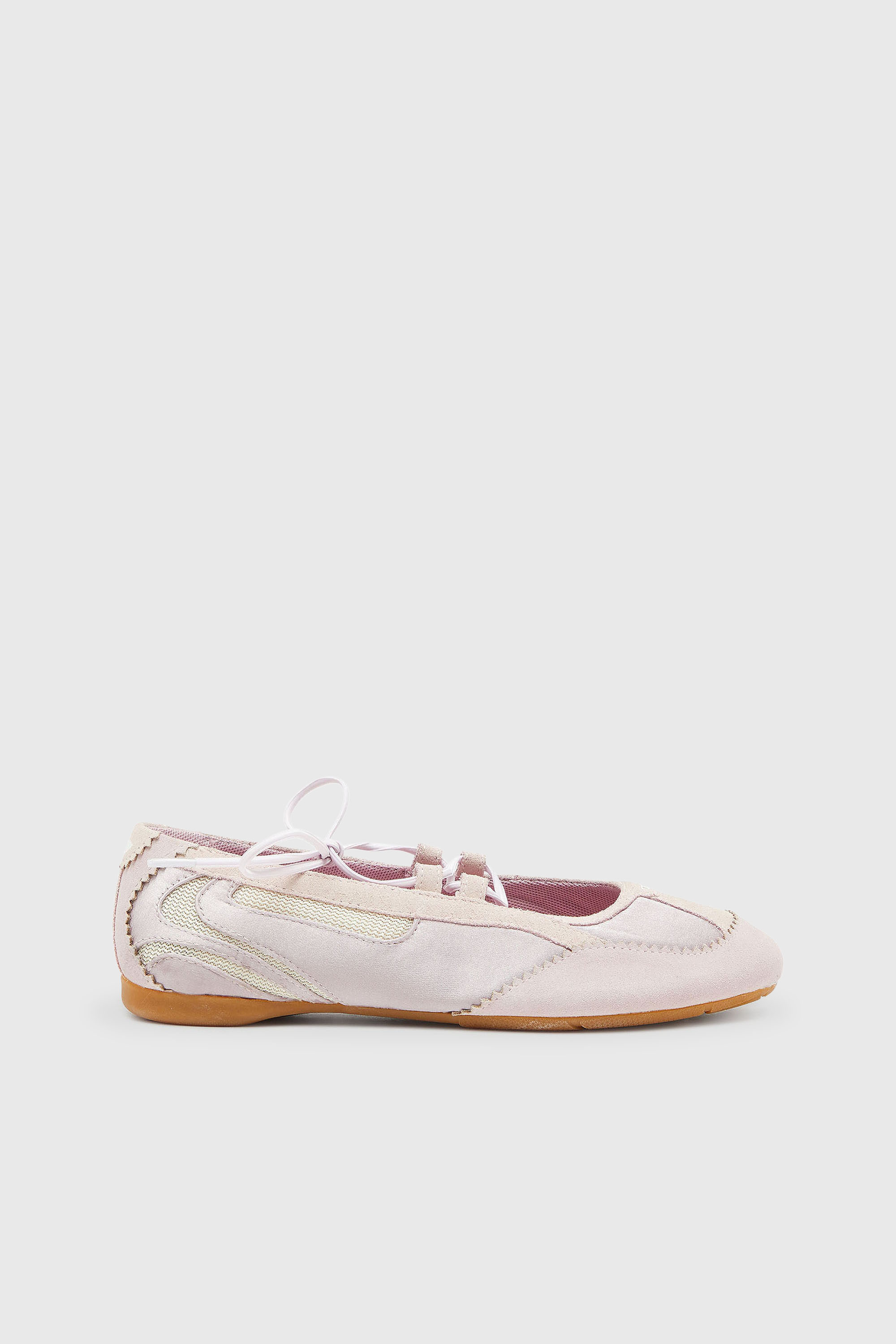 Diesel - D-MILE BALLERINA LACE UP II W, Damen D-Mile &ndash; Ballerinaschn&uuml;rschuhe aus Leder und Mesh in Rosa - 1