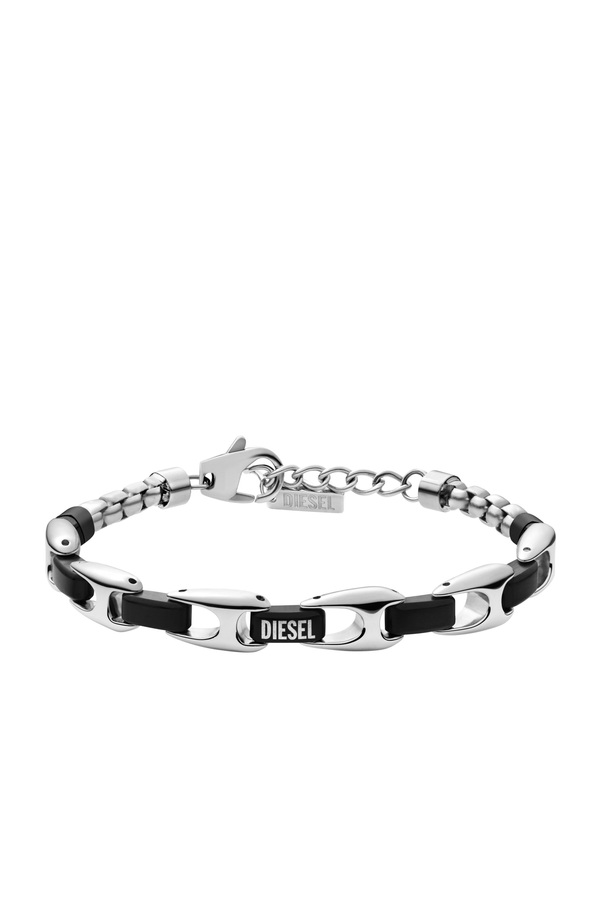 Diesel - DX1634931 JEWELLERY, Unisex Kettenarmband aus zweifarbigem Edelstahl in Silber/Schwarz - 1