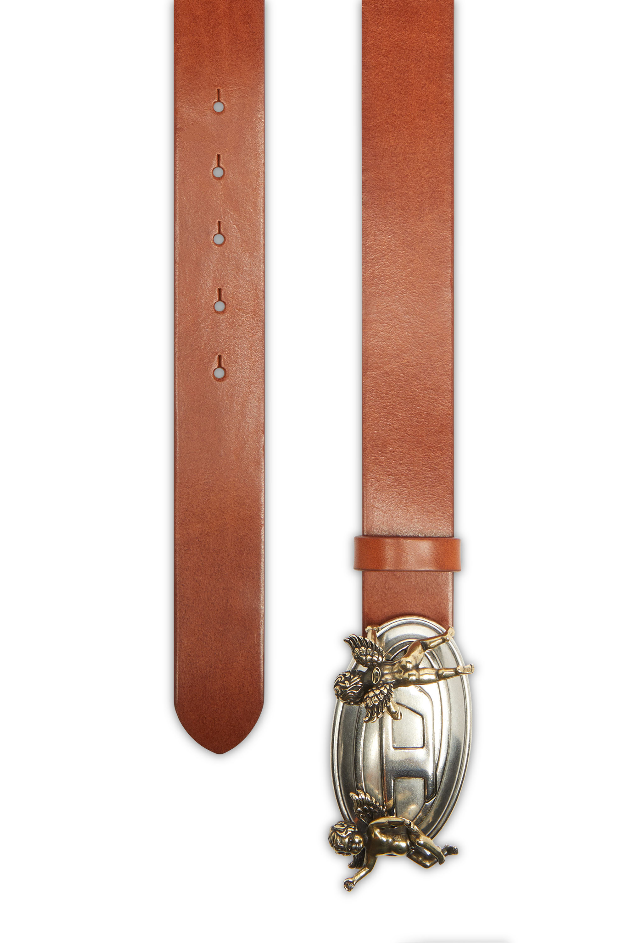 Diesel - B-OVAL ANGELS 35, Damen 3,5 cm Lederg&uuml;rtel mit Oval D Schnalle und Cherub in Braun - 2