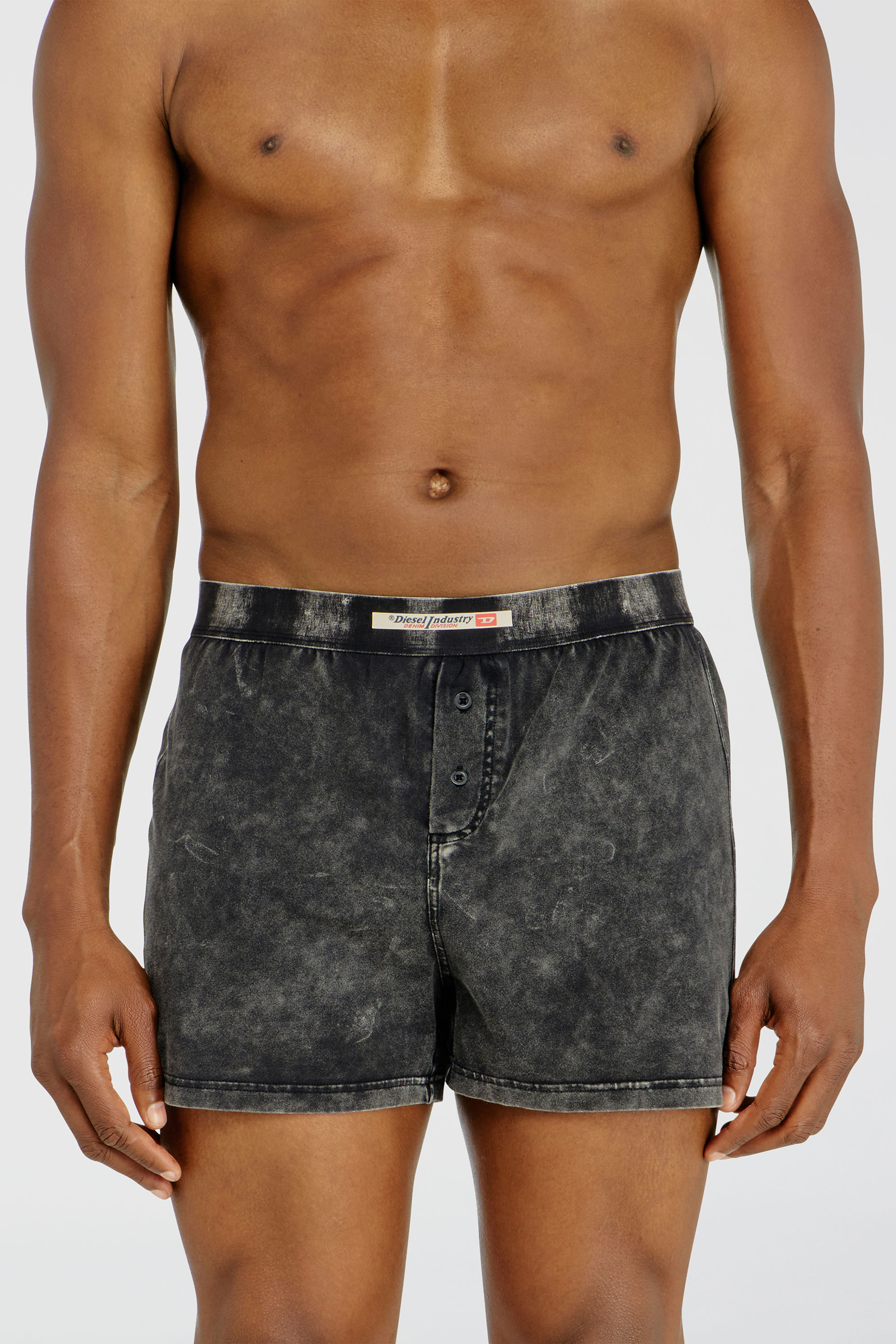 Diesel - STARPER-EL-DNM, Herren Boxers aus Baumwolle mit Denim-Effekt in Dunkelgrau - 1