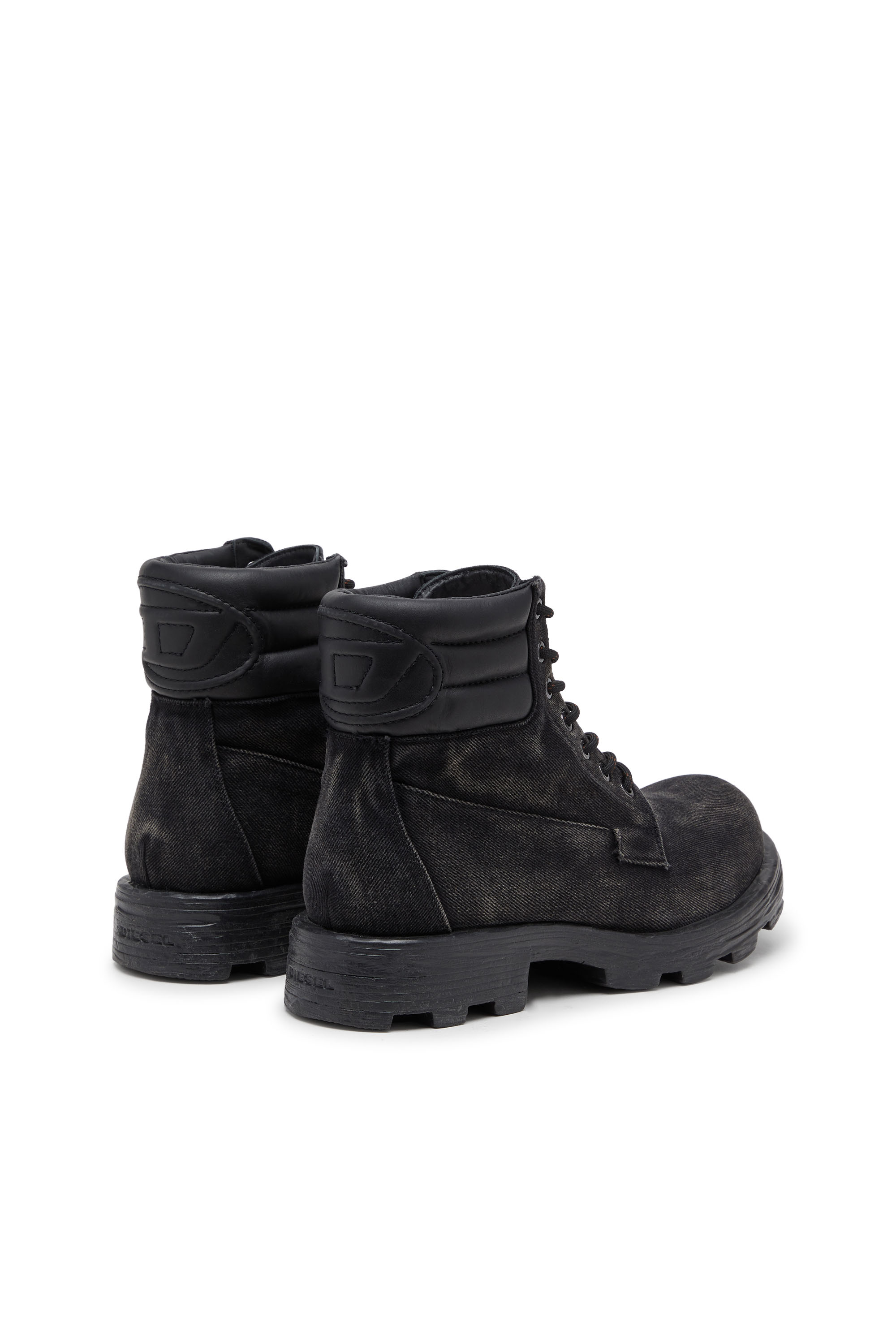 Diesel - D-HAMMER LACE UP, Herren D-Hammer-Kampfstiefel aus Denim und Leder in Schwarz - 3