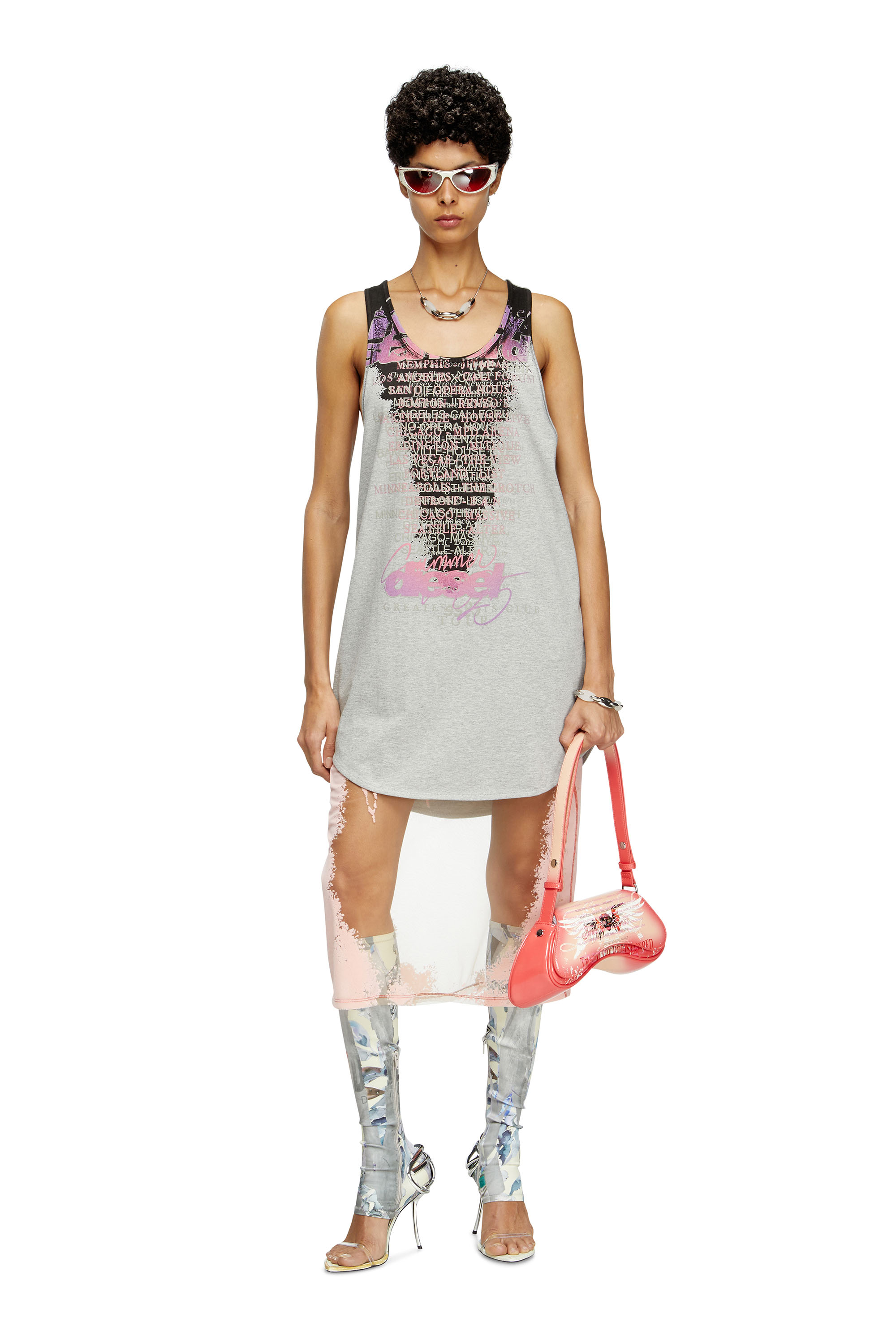 Diesel - T-SHAN, Unisex Tanktop mit Text-Print in Grau - 7