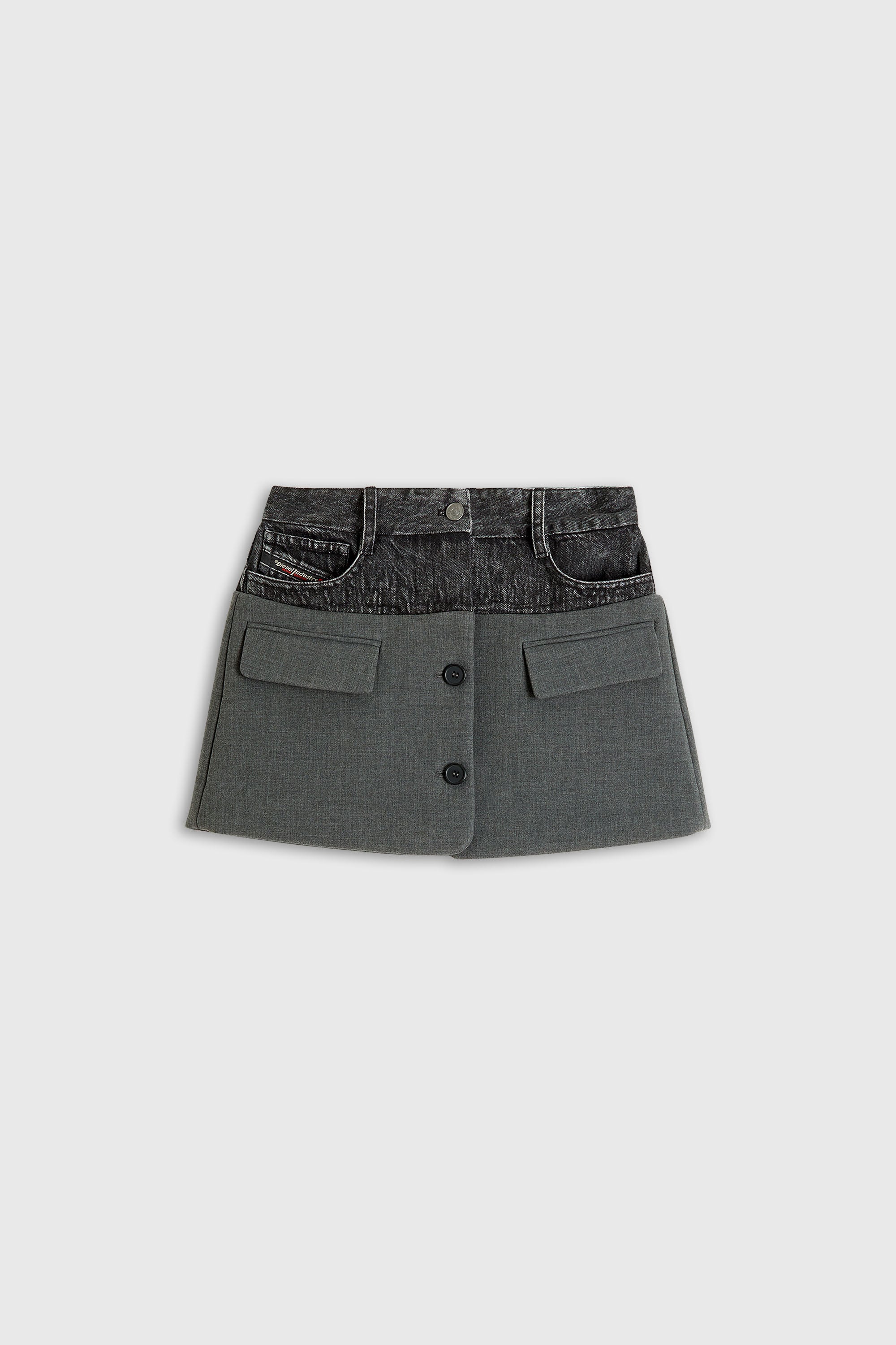 Diesel - O-DYLIC, Damen Denim-Mini mit ma&szlig;geschneiderter Partie in Dunkelgrau - 2
