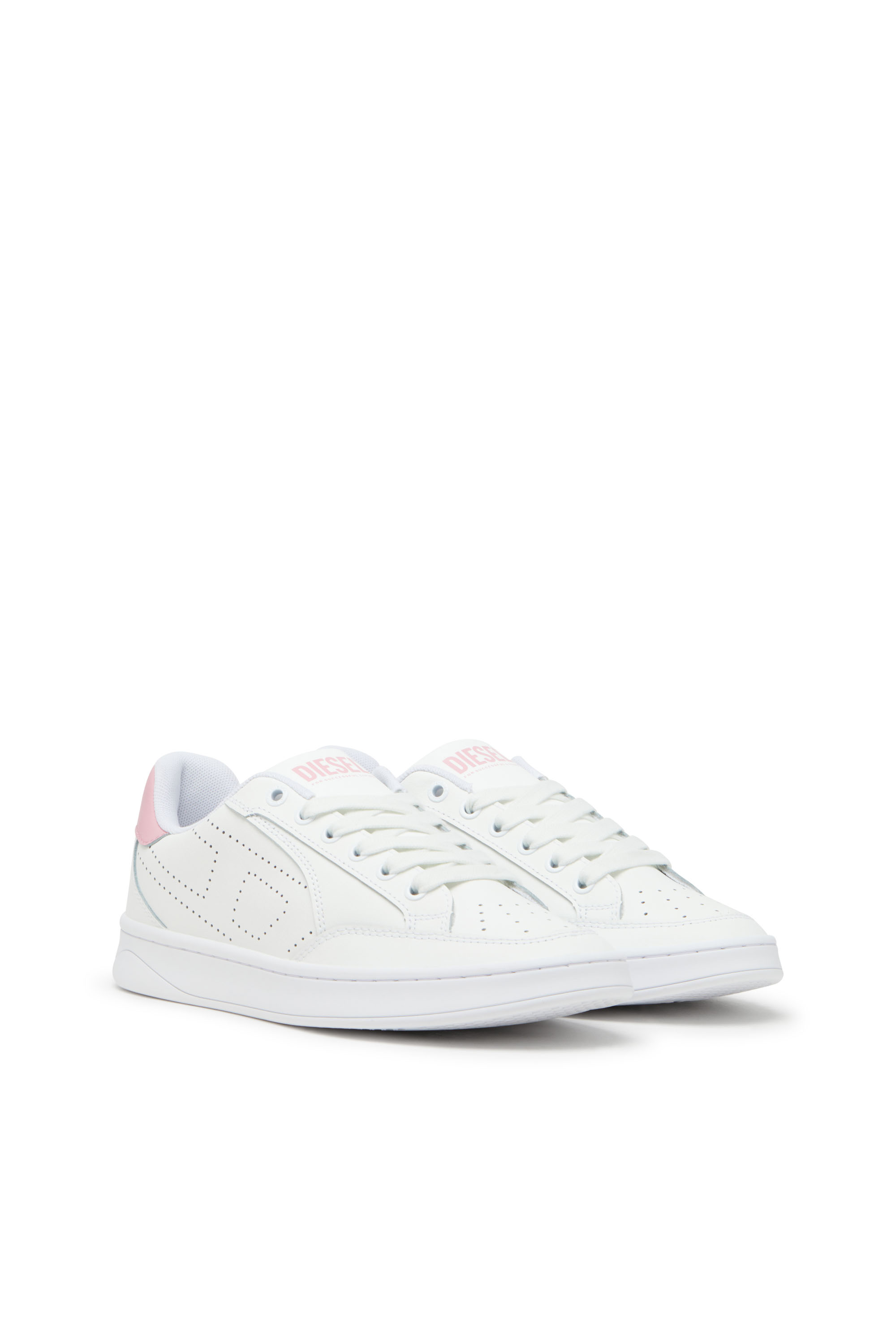 Diesel - S-DAKOTA LOW W, Damen Sneakers aus Leder mit perforiertem Logo in Weiss/Rosa - 2