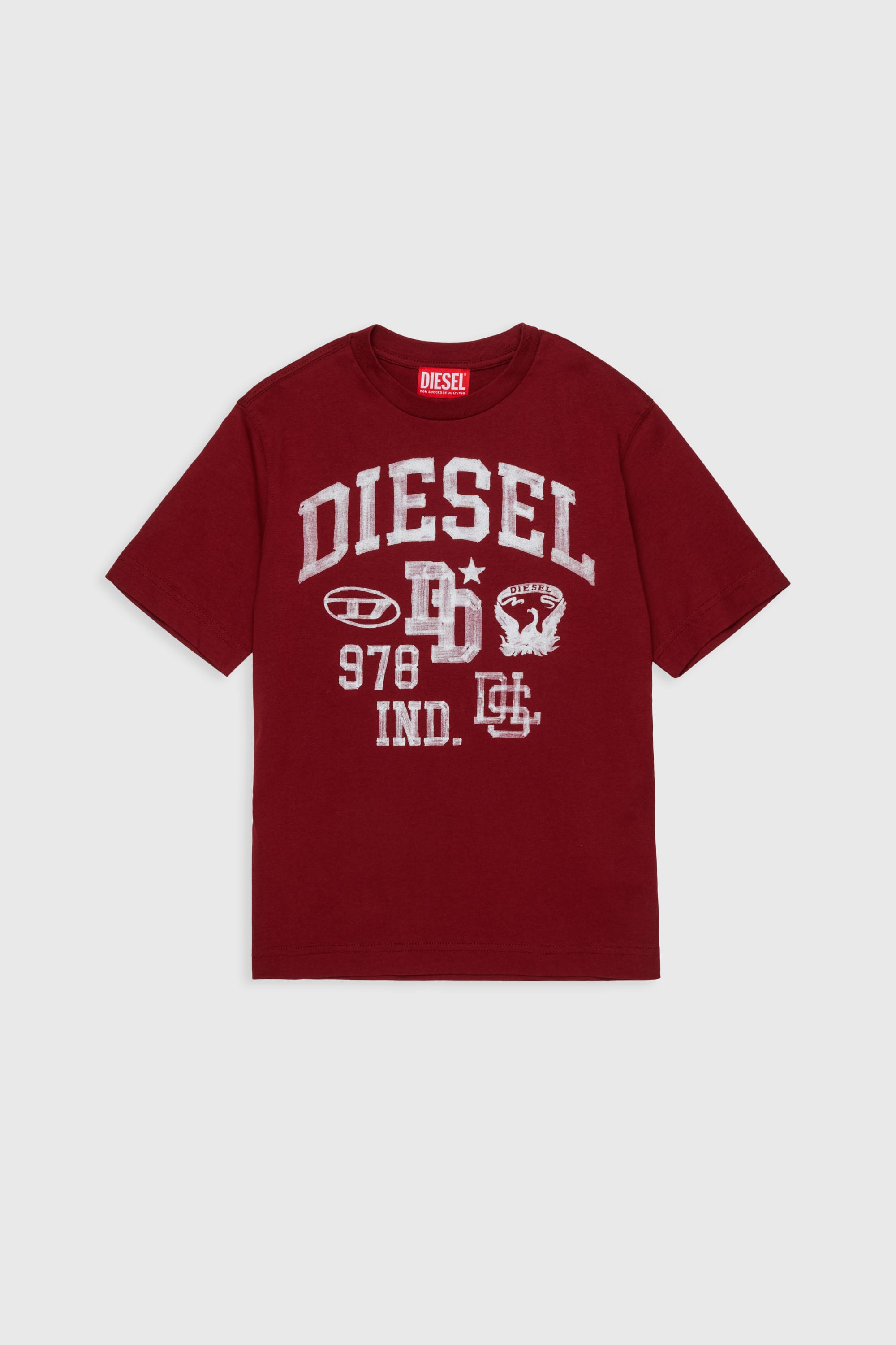 Diesel - TBAND OVER, Herren Baumwoll-T-Shirt mit varsity-Grafik in Rot - 1