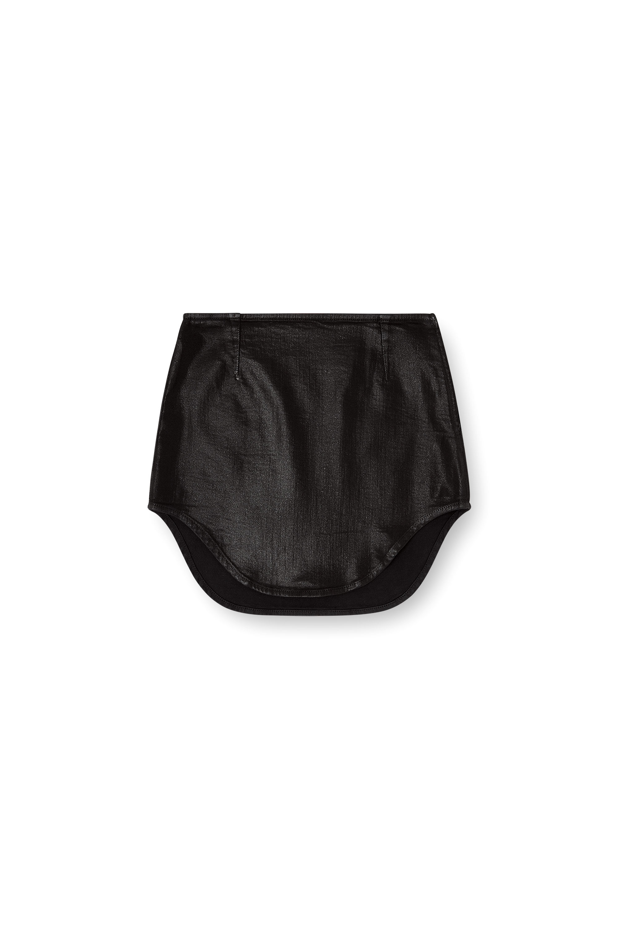 Diesel - DE-VANY JOGG, Damen Minirock aus glänzend beschichtetem JoggJeans in Schwarz/Dunkelgrau - 3