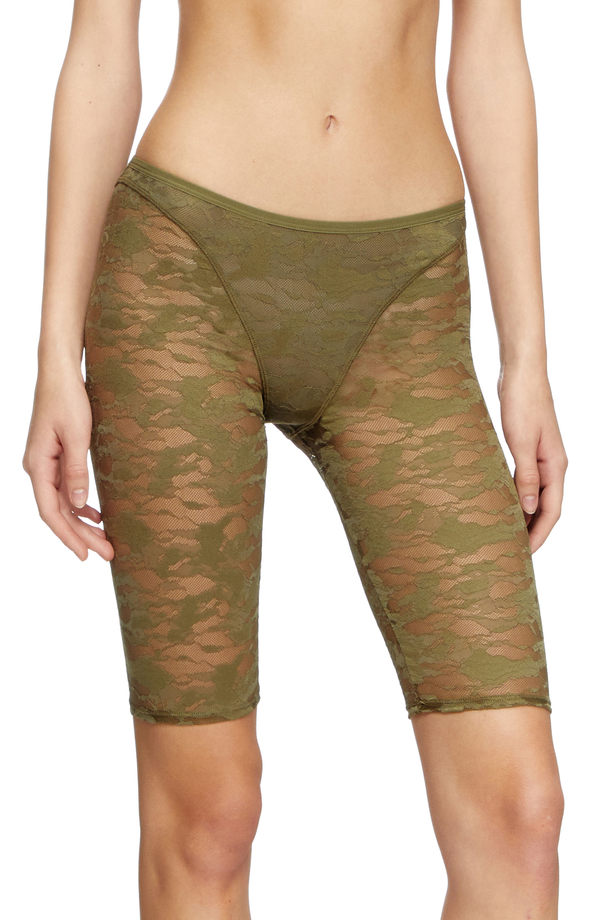 Diesel - UFLB-D-OVAL-LACE-SHORT, Damen Camouflage-Spitzen-Shorts mit Oval D-Plakette in Armeegrün - 2