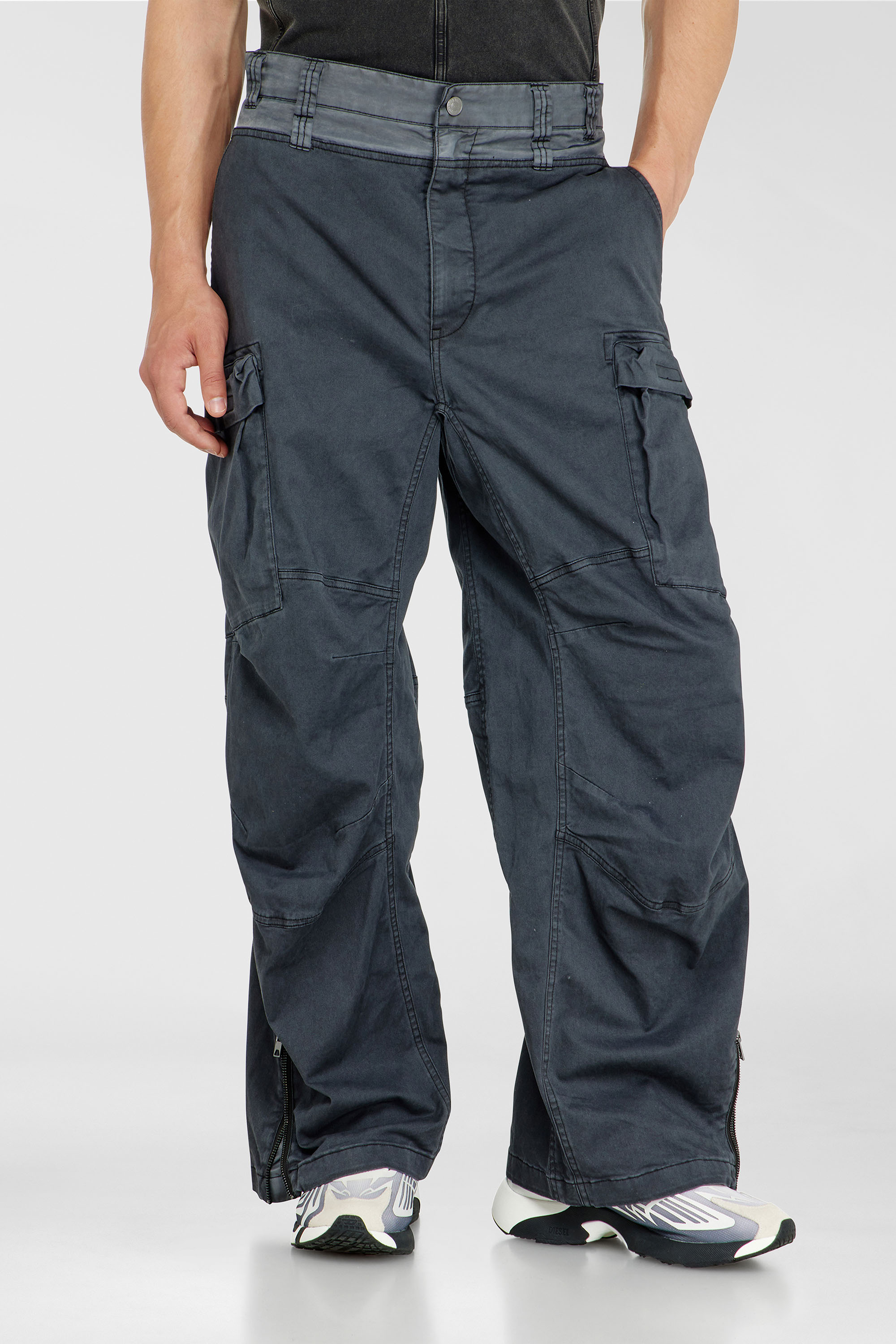 Diesel - P-DELLS, Herren Cargo-Hose aus Baumwolle und Nylon in Blau - 3