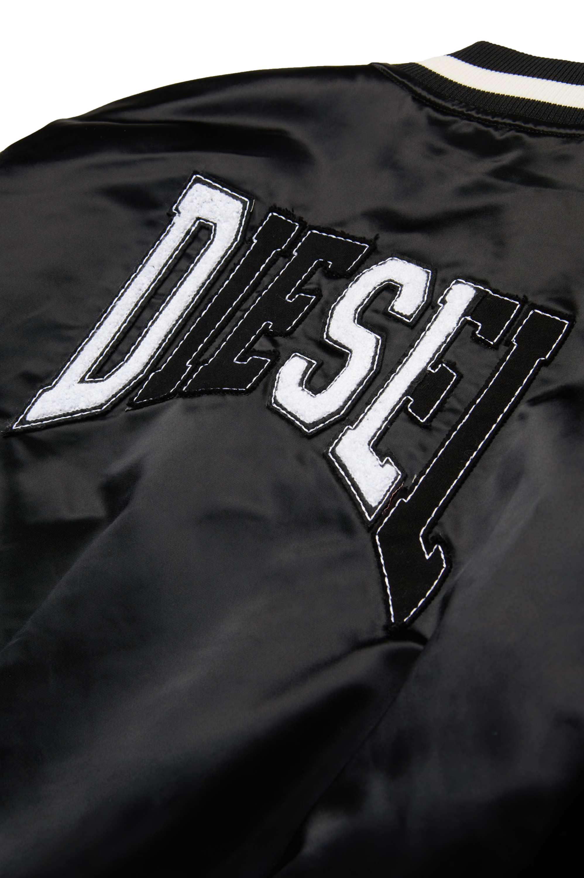 Diesel - JSTART, Herren Wattierte College-Bomberjacke aus Satin in Schwarz - 4