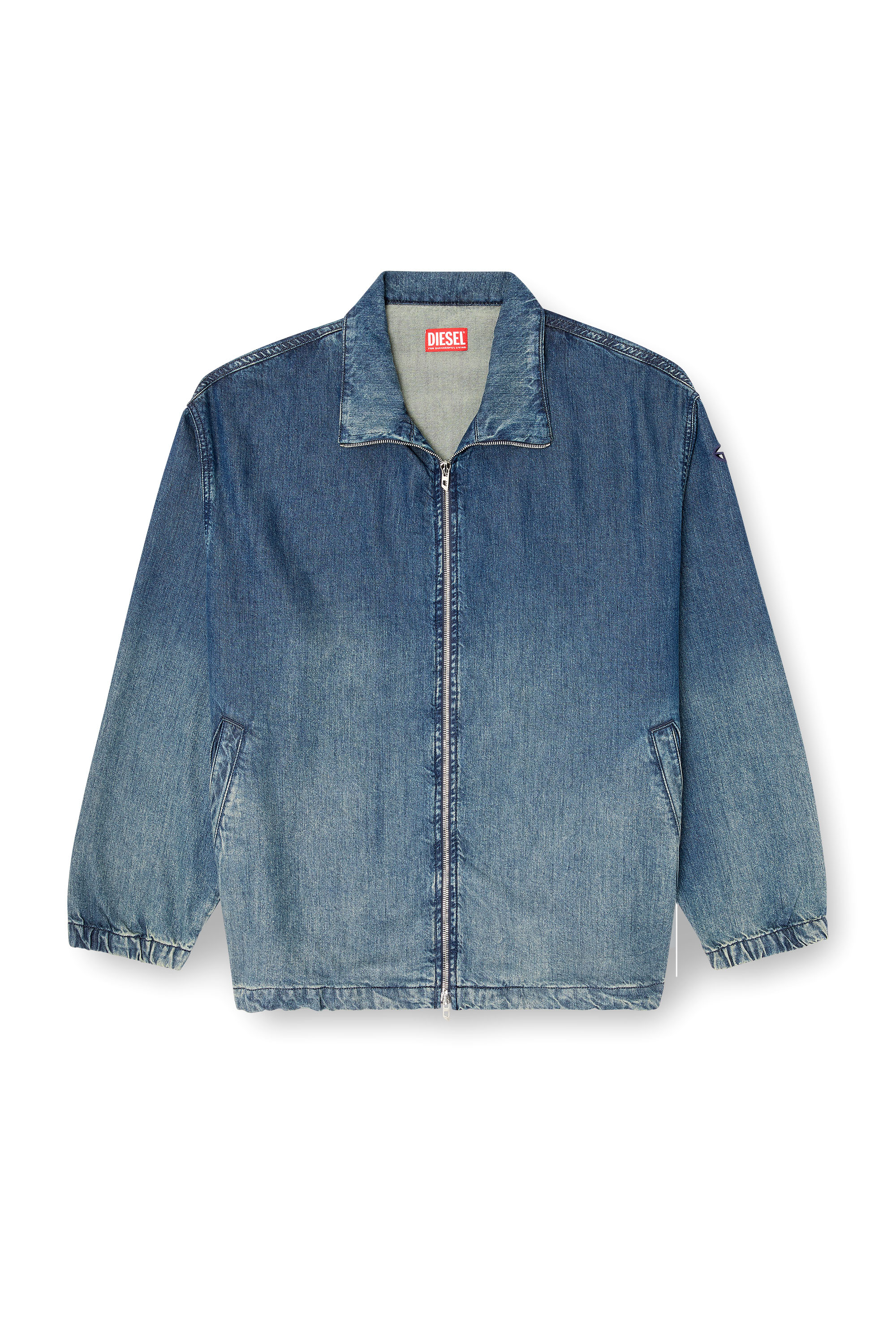 Diesel - D-KRAP-S6, Herren Jacke mit Reißverschluss aus fließendem Denim in Mittelblau - 3