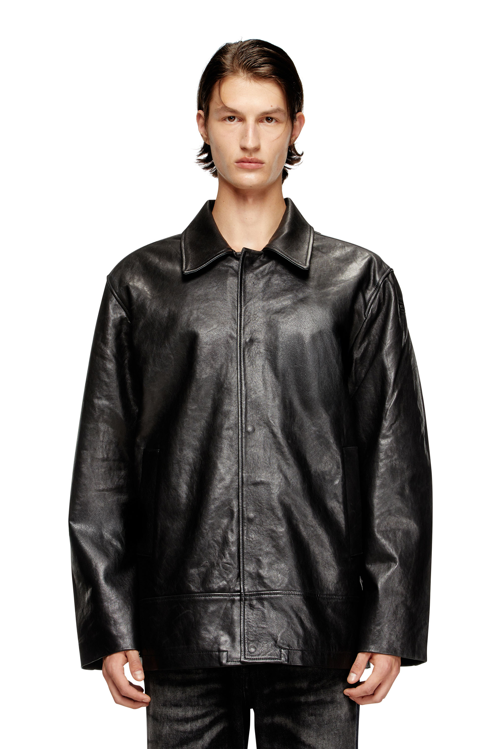 Diesel - L-JESS, Herren Gepolsterte Jacke aus Leder in Schwarz - 1