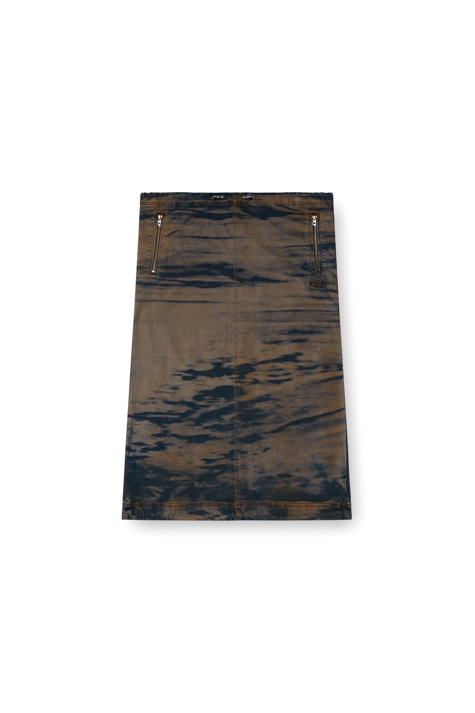 O-MIRTOW-DEN, Black/Brown Diesel - O-MIRTOW-DEN, Woman's Midi denim skirt with drawstring in Black/Brown - 2
