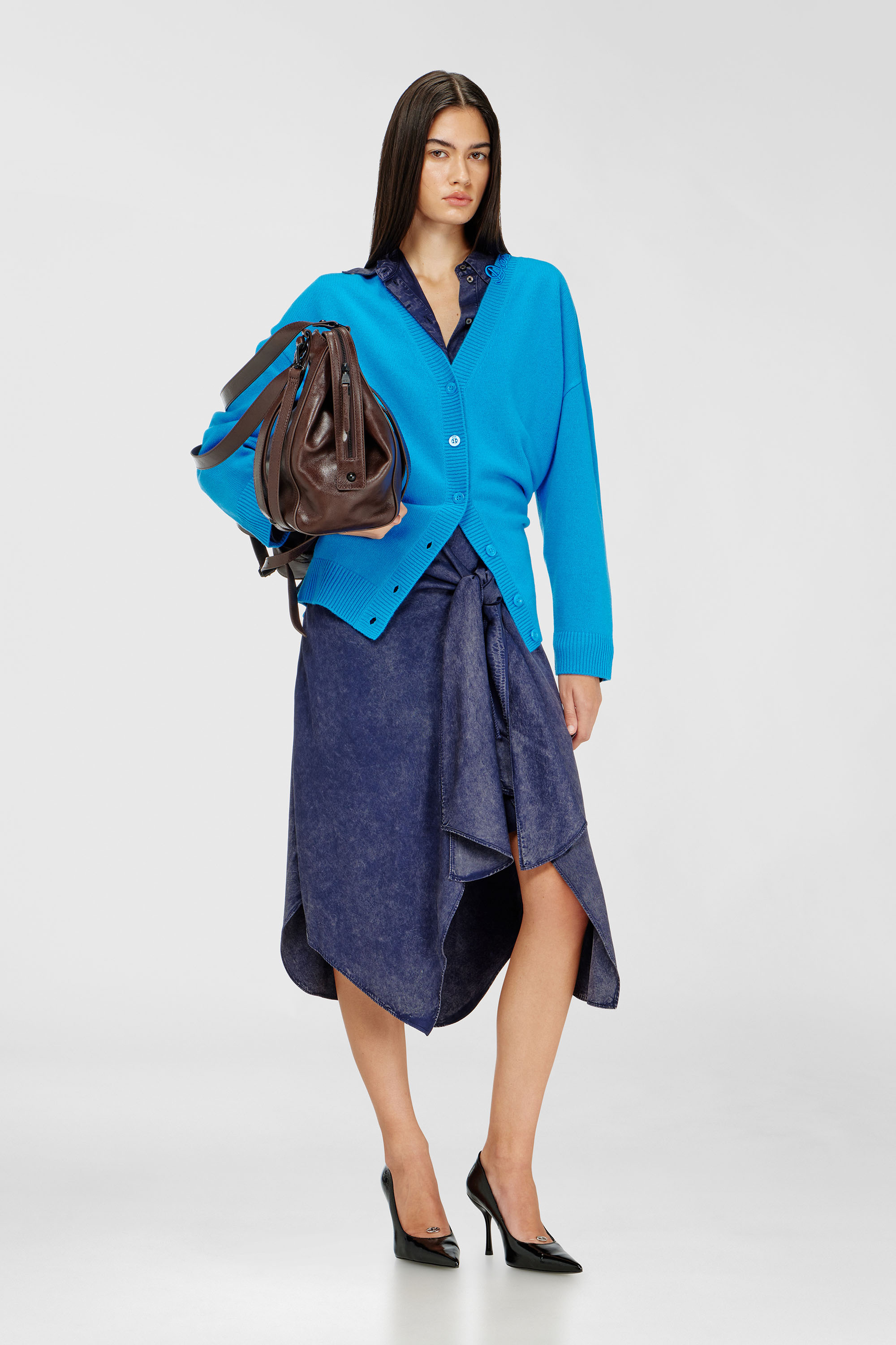 Diesel - D-ILETTA-B2, Woman's Midi shirt dress in denim-effect viscose in null - 1
