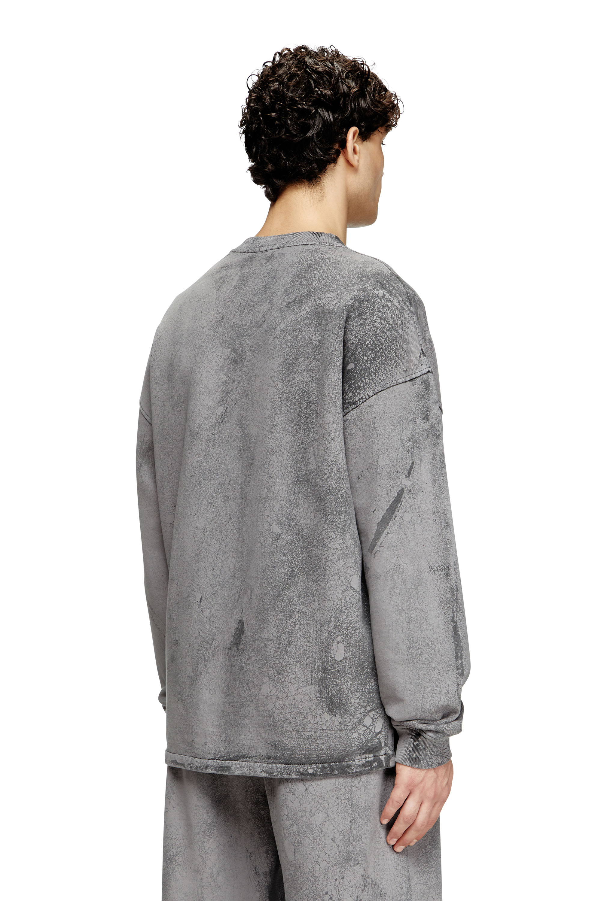 Diesel - S-BAXT-T1, Herren Gerissenes Sweatshirt mit Mikro-Logo in Grau - 4