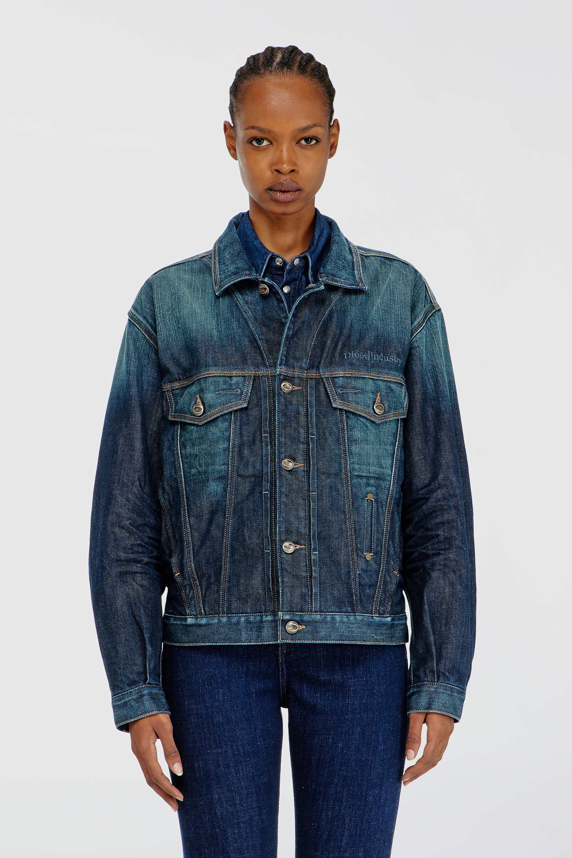 Diesel - D-DENVER-CL, Unisex Trucker-Jacke aus selvedge denim in Mittelblau - 6
